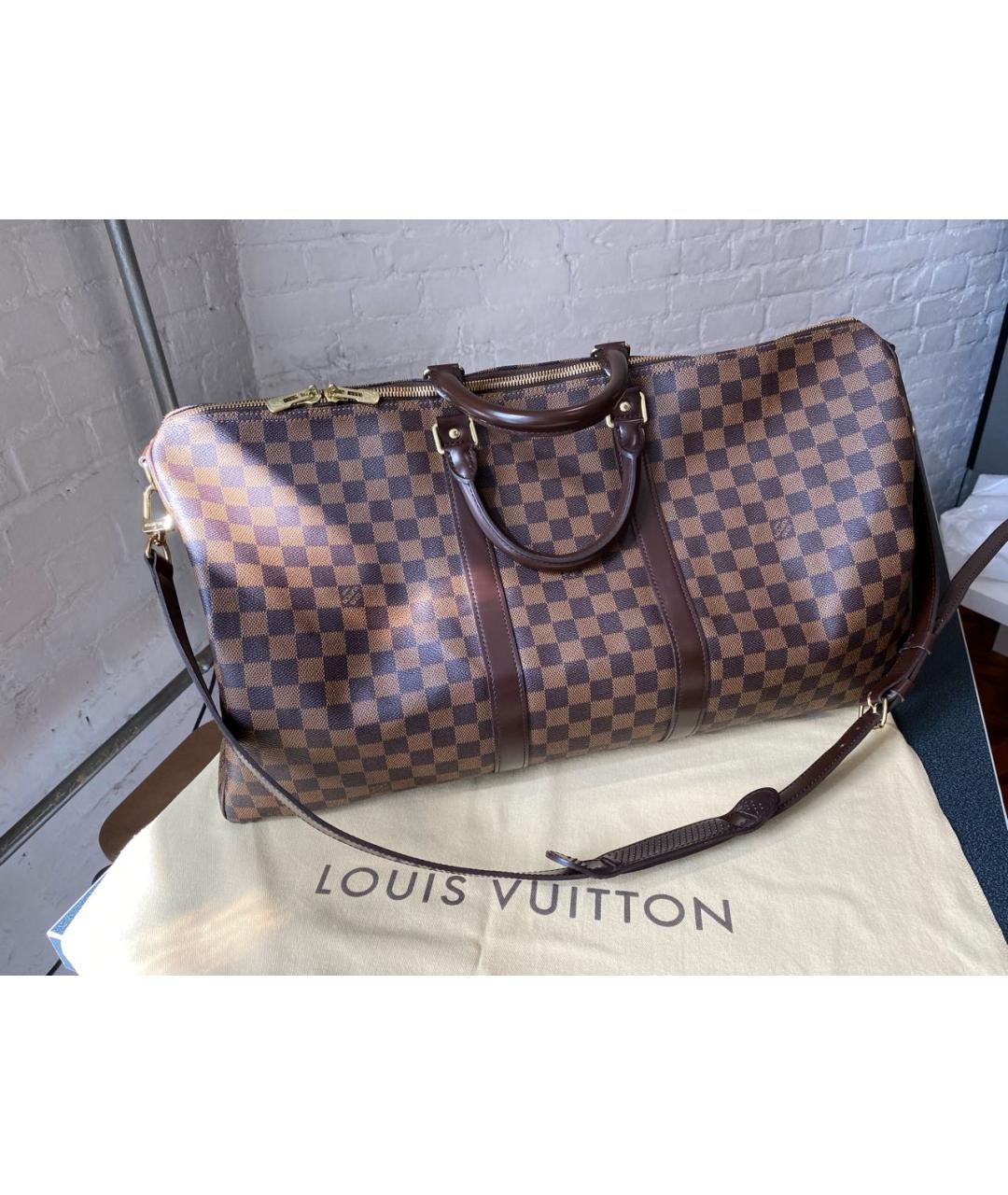 LOUIS VUITTON Коричневая кожаная дорожная/спортивная сумка, фото 9