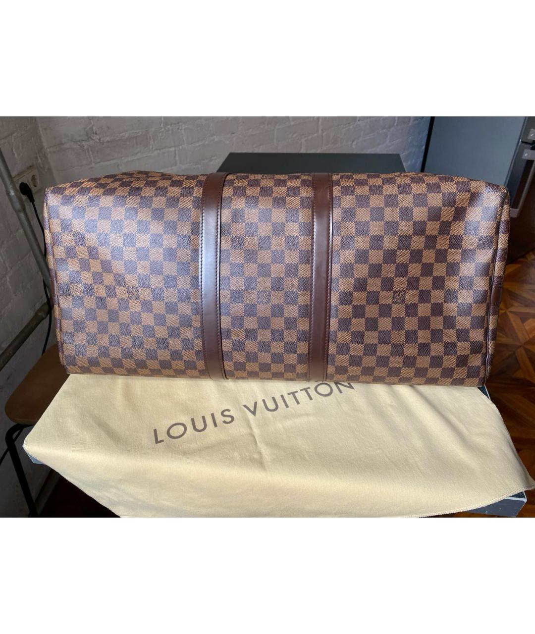 LOUIS VUITTON Коричневая кожаная дорожная/спортивная сумка, фото 3