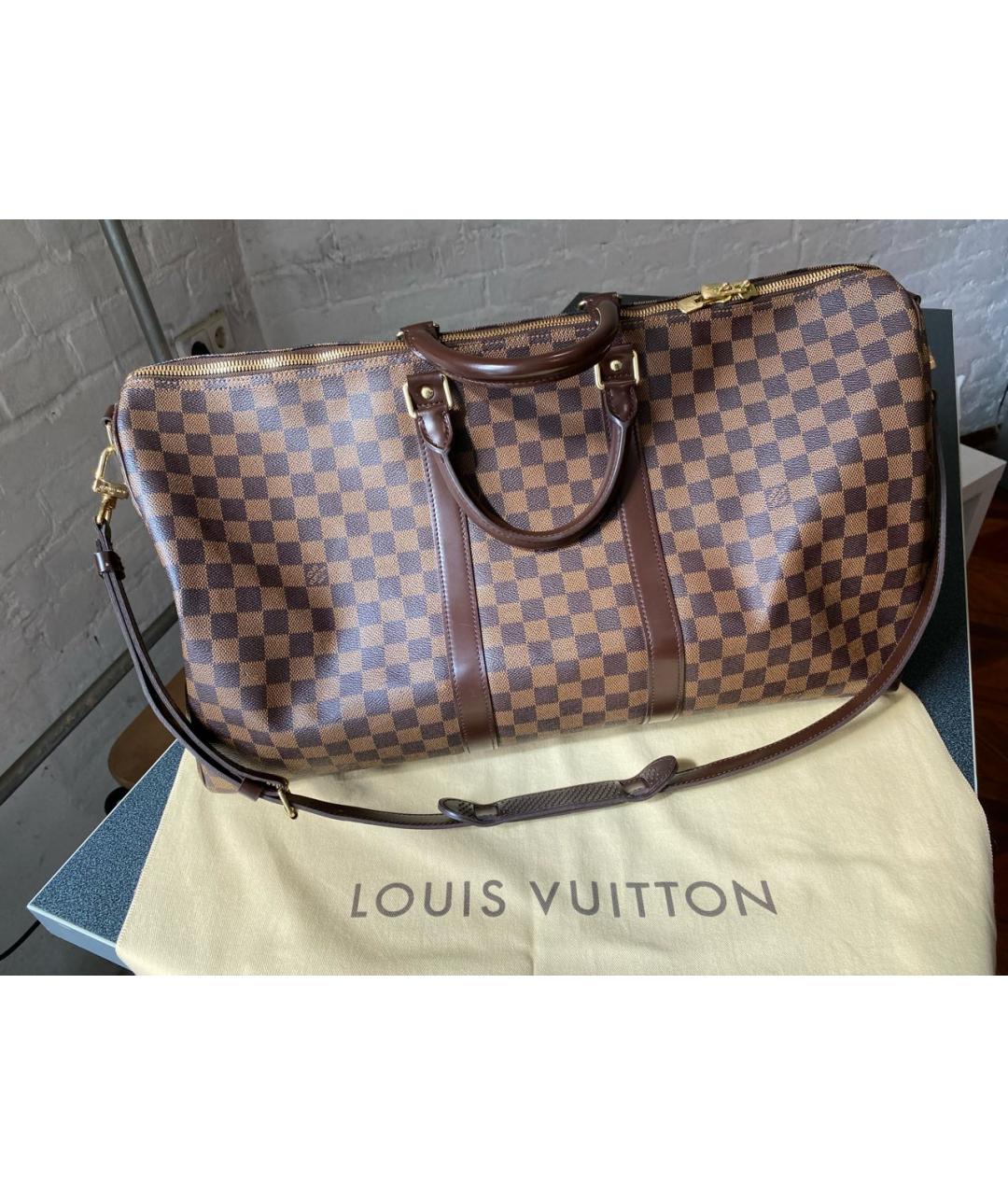 LOUIS VUITTON Коричневая кожаная дорожная/спортивная сумка, фото 7