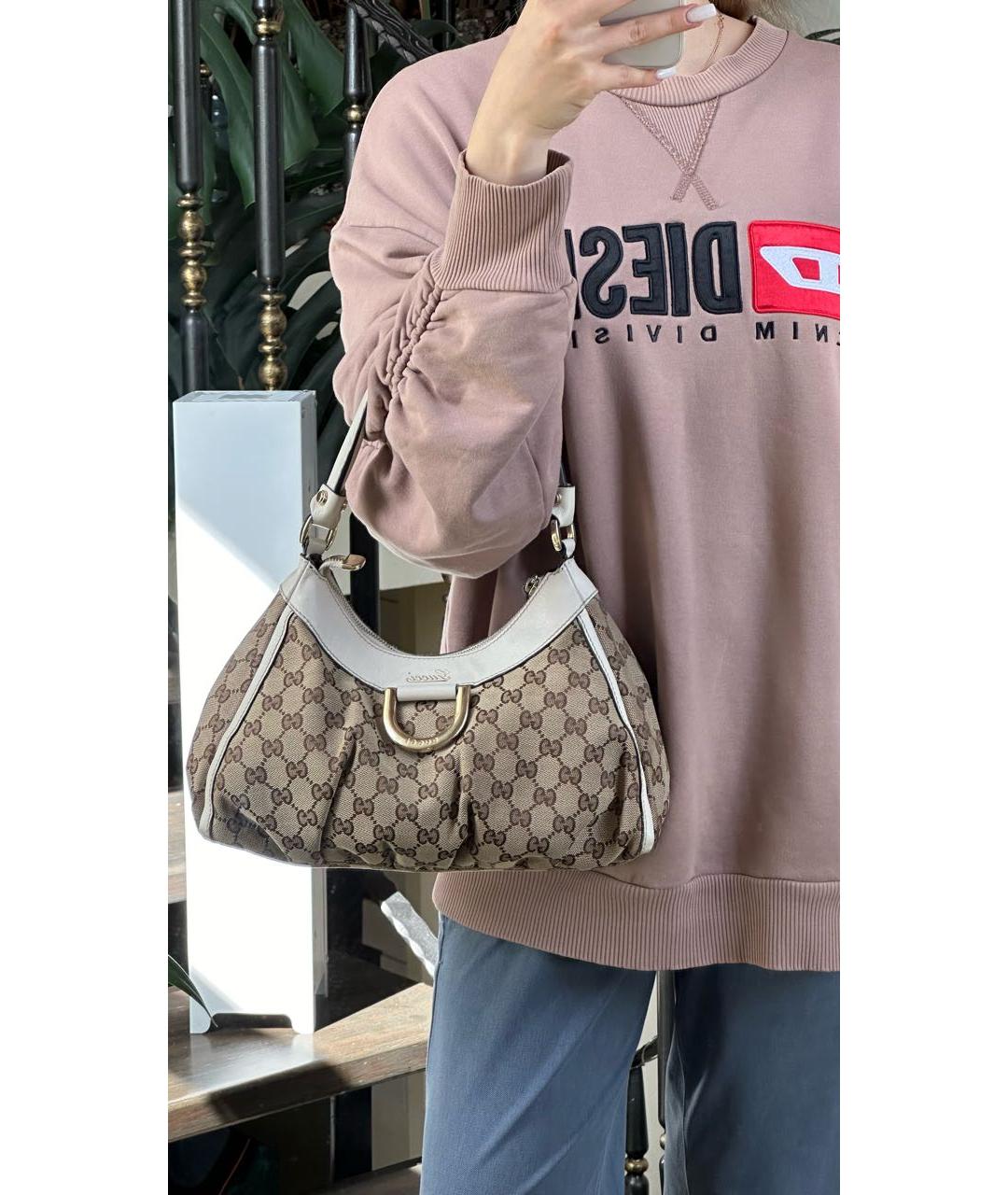 GUCCI Белая кожаная сумка с короткими ручками, фото 7
