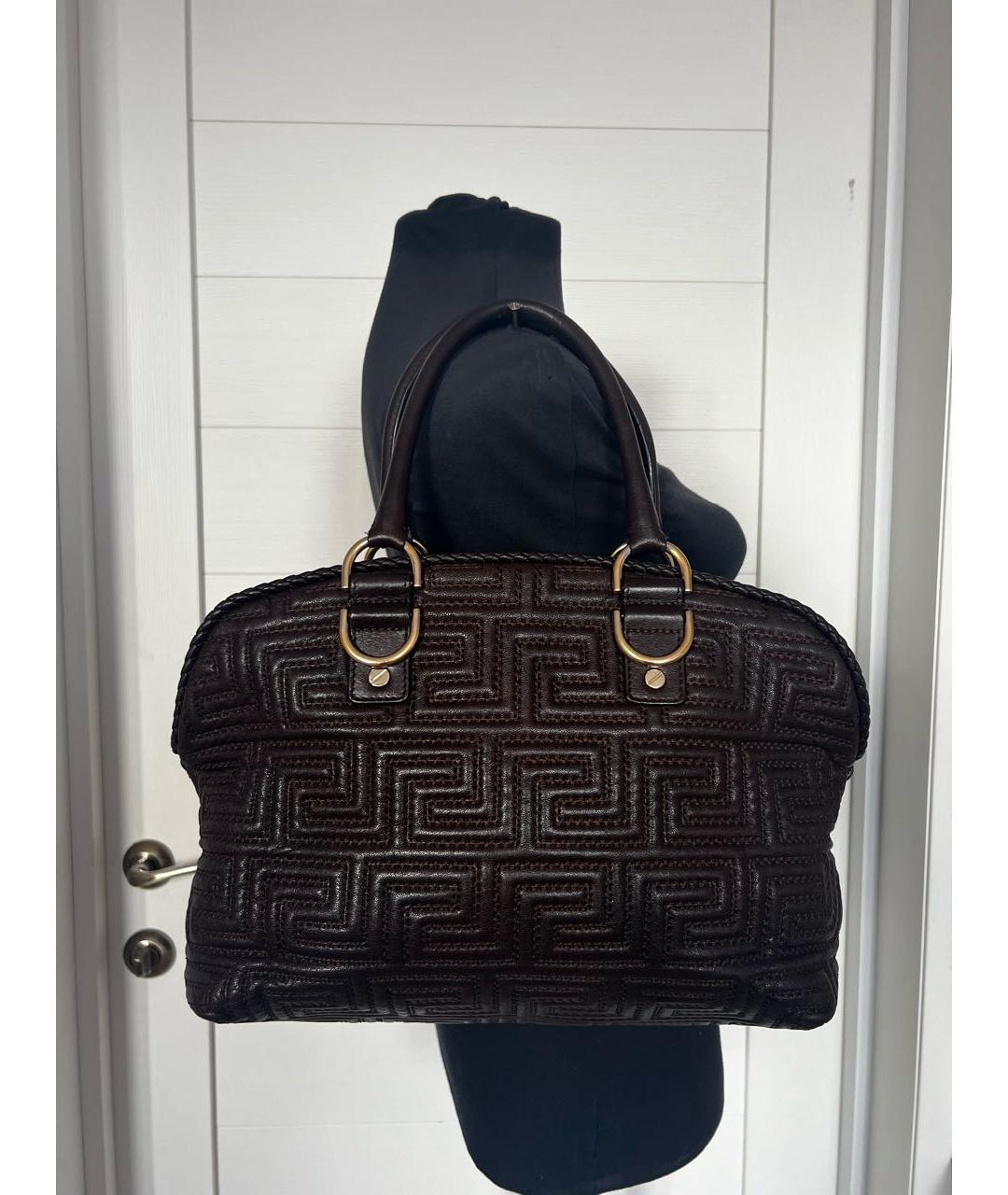 VERSACE Коричневая кожаная сумка тоут, фото 3