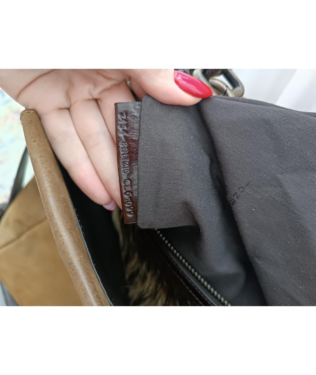 FENDI Коричневая кожаная сумка тоут, фото 6