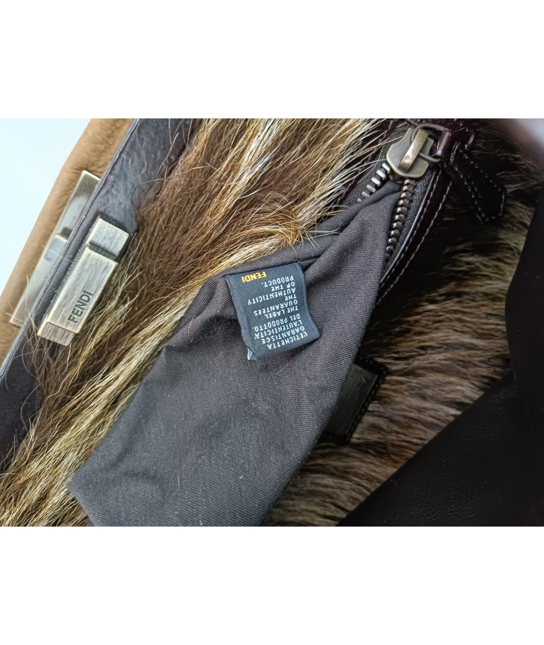 FENDI Коричневая кожаная сумка тоут, фото 8
