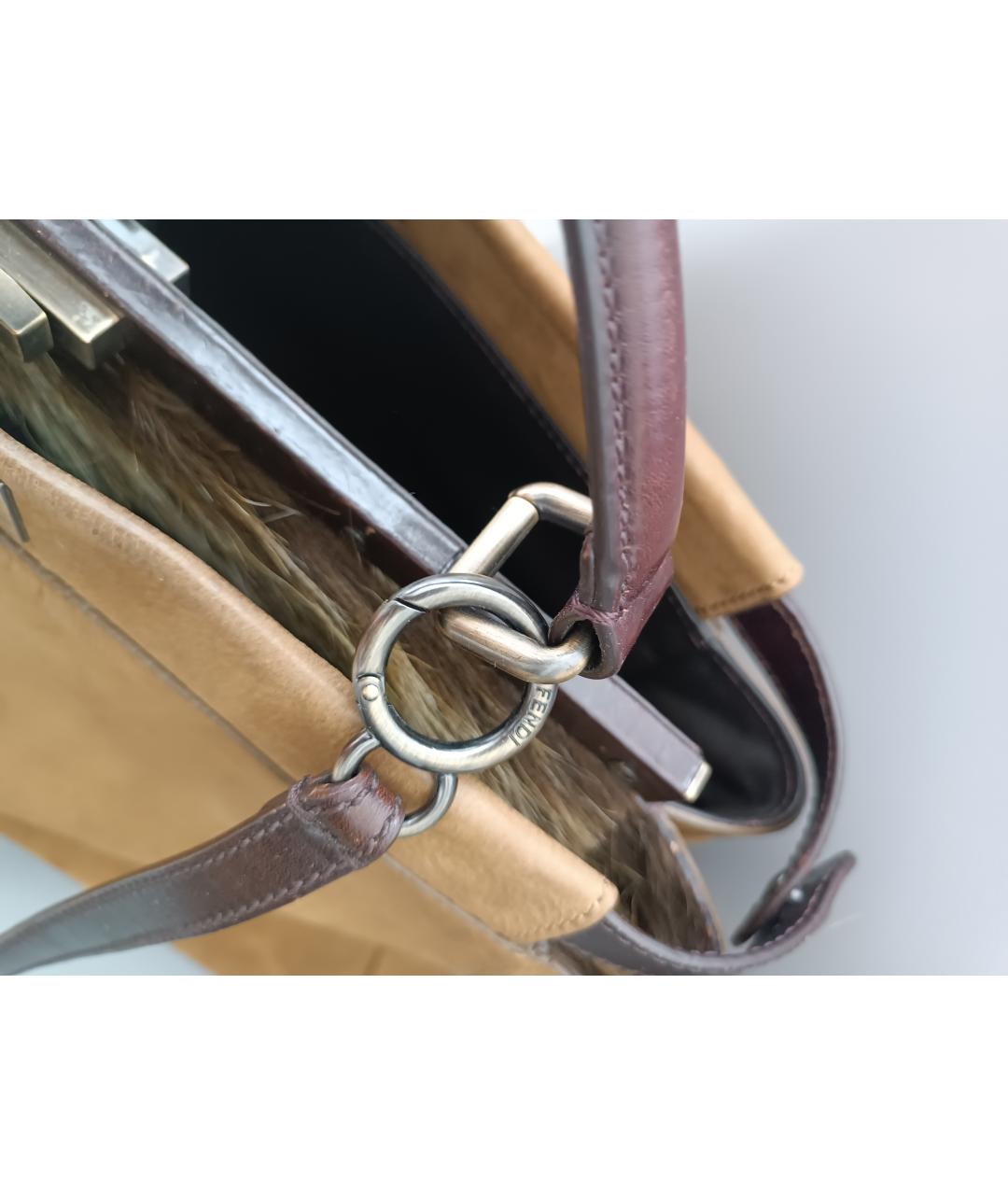 FENDI Коричневая кожаная сумка тоут, фото 5