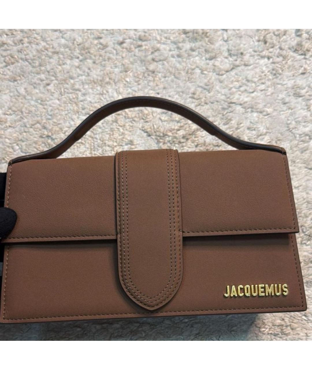 JACQUEMUS Коричневая замшевая сумка с короткими ручками, фото 5