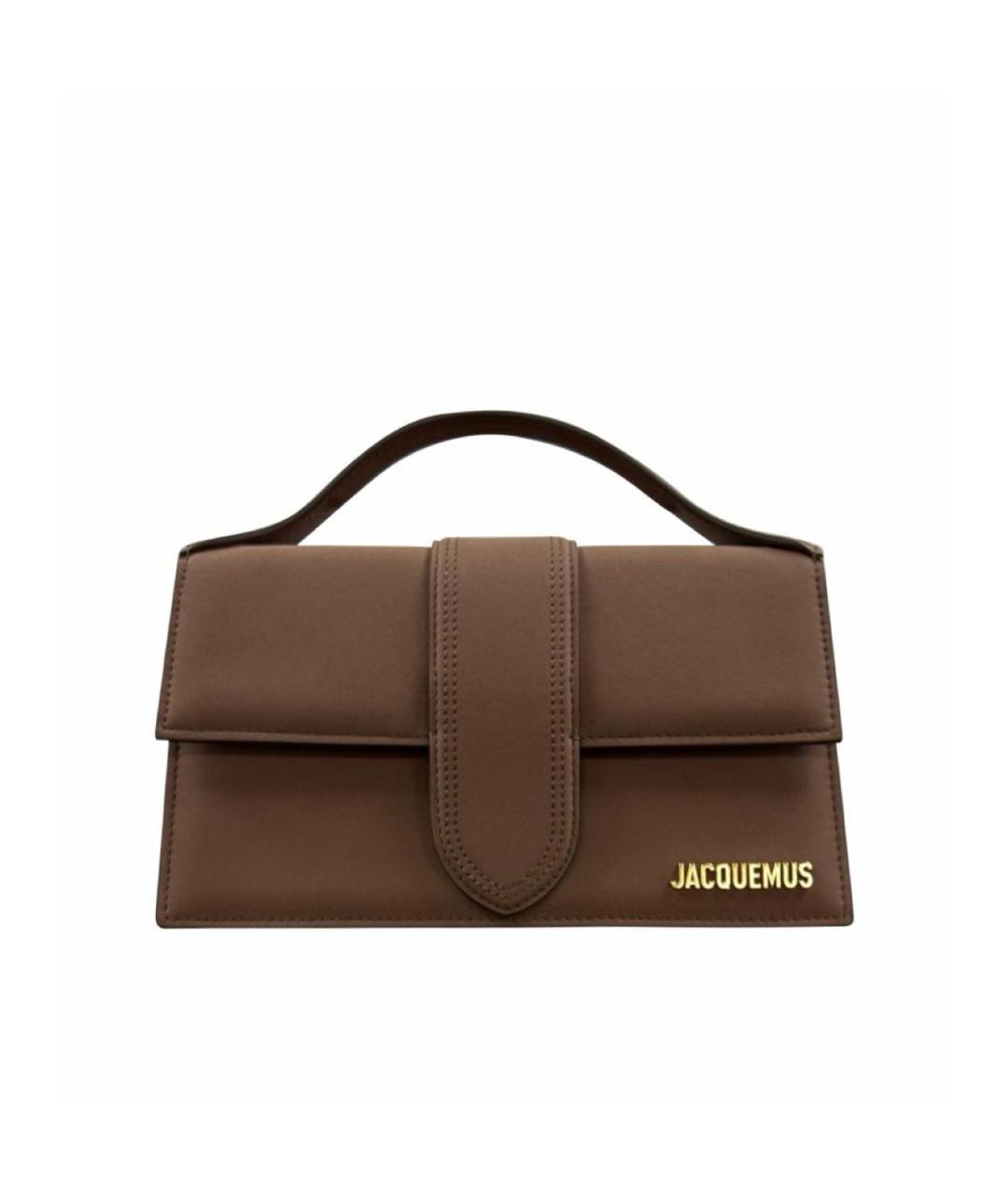 JACQUEMUS Коричневая замшевая сумка с короткими ручками, фото 1