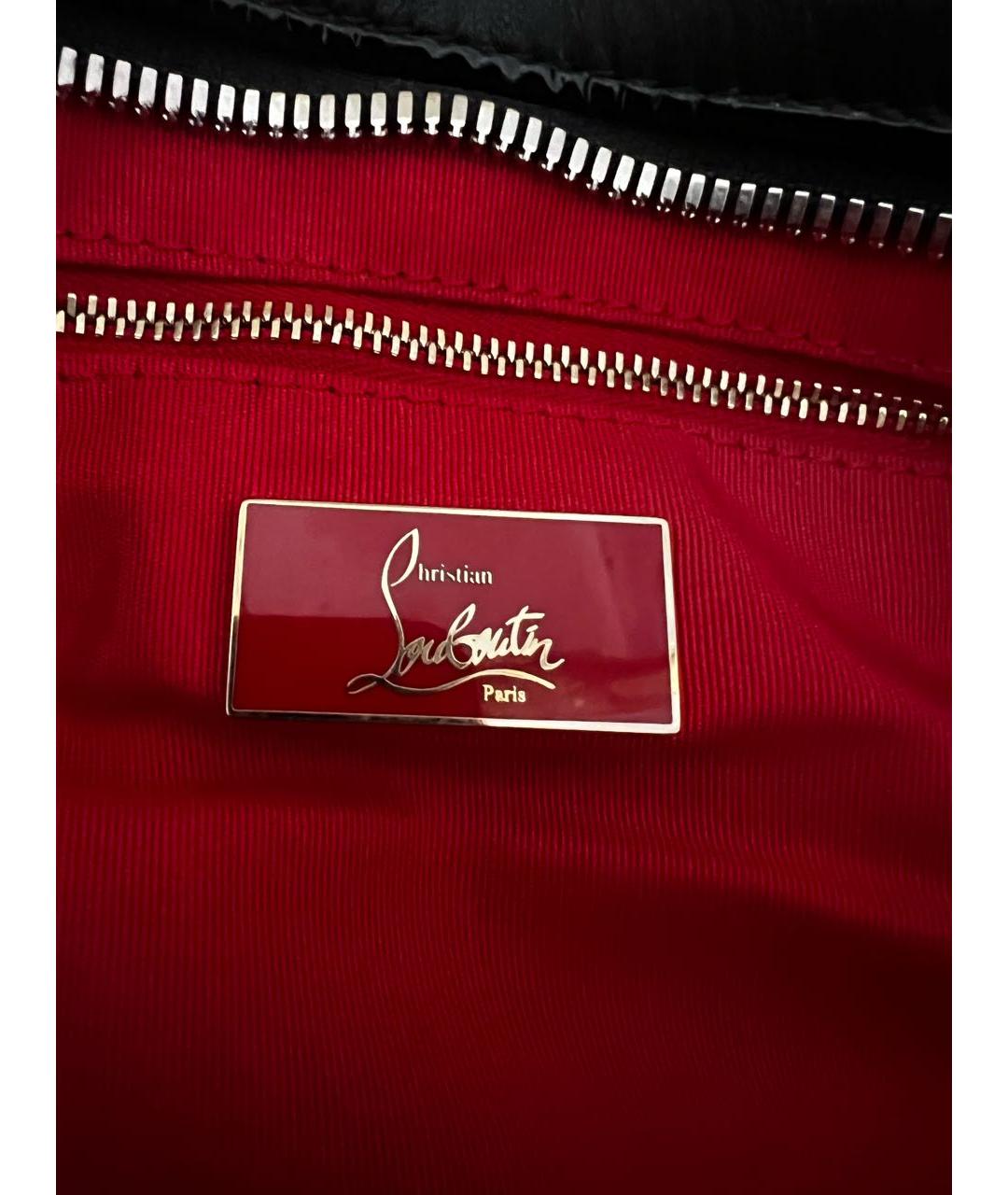 CHRISTIAN LOUBOUTIN Черная кожаная сумка с короткими ручками, фото 4