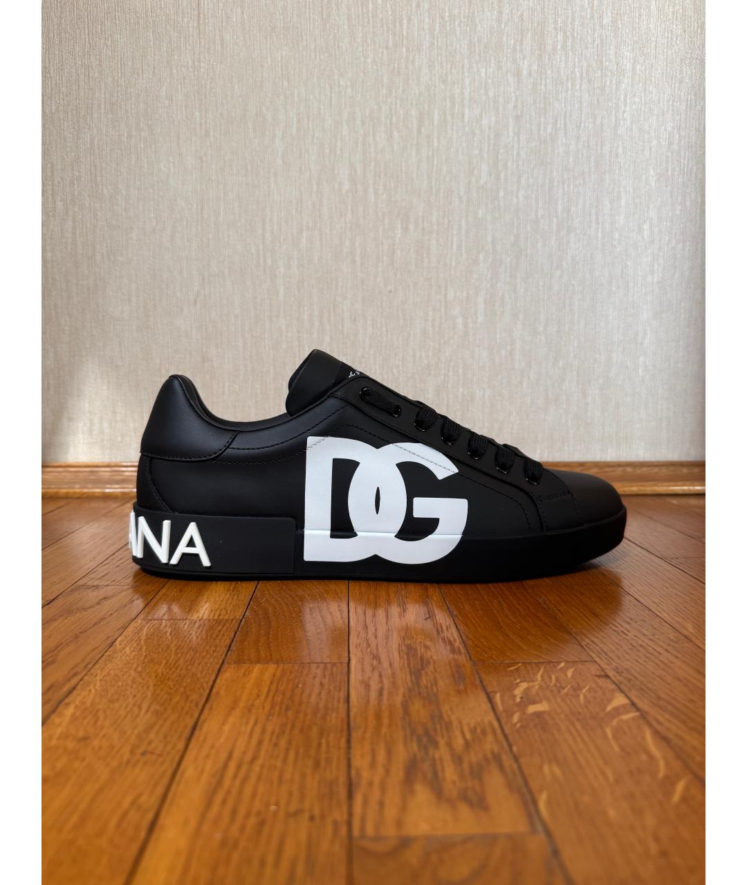 DOLCE&GABBANA Черные кожаные низкие кроссовки / кеды, фото 8