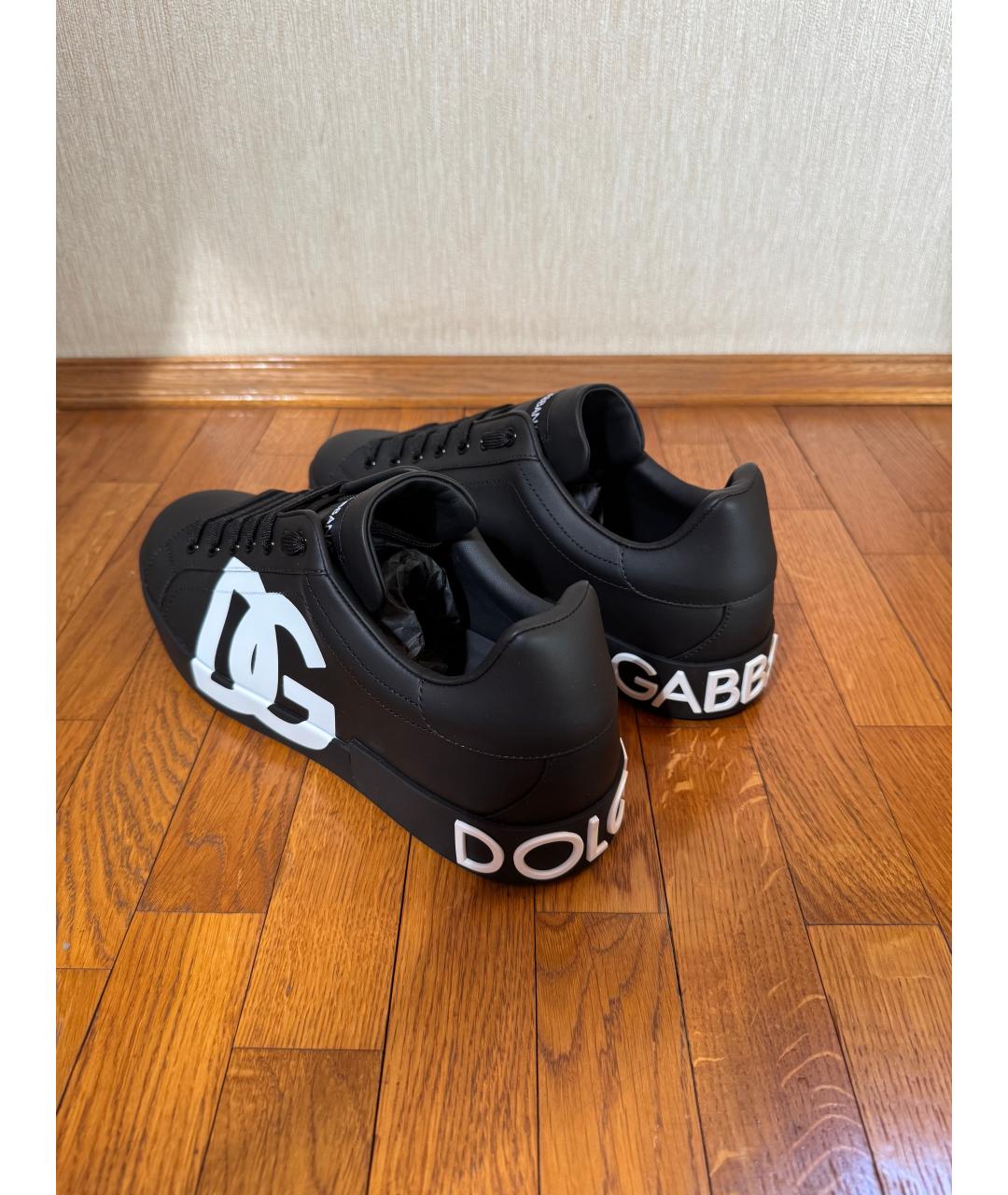 DOLCE&GABBANA Черные кожаные низкие кроссовки / кеды, фото 3