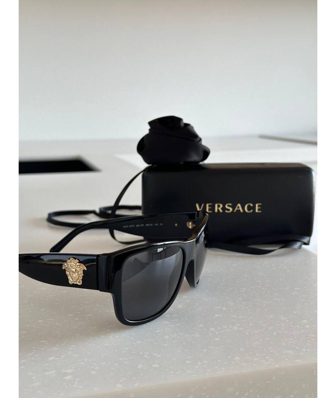 VERSACE Черные пластиковые солнцезащитные очки, фото 8