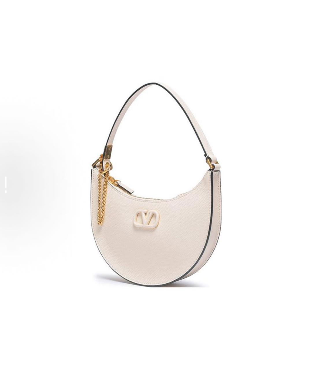 VALENTINO Бежевая кожаная сумка с короткими ручками, фото 2