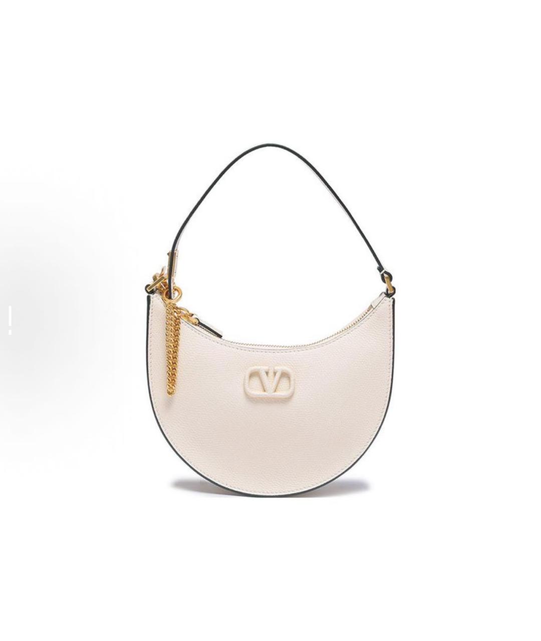 VALENTINO Бежевая кожаная сумка с короткими ручками, фото 6