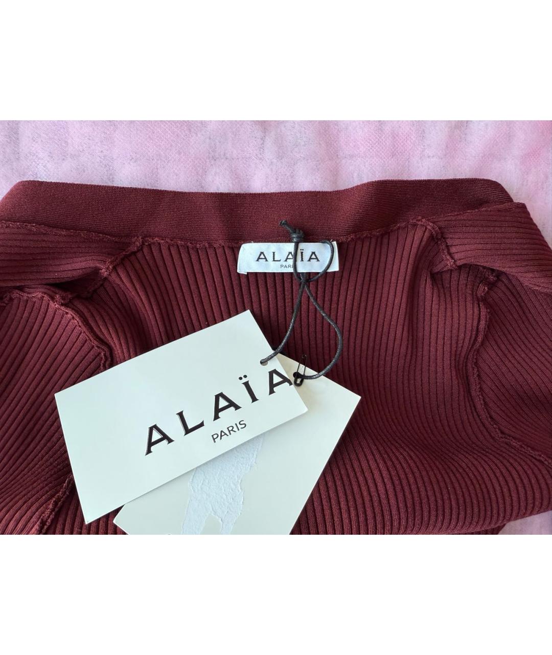 ALAIA Бордовое вискозное повседневное платье, фото 5