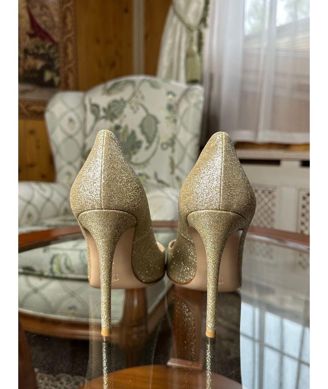 GIANVITO ROSSI Золотые кожаные туфли, фото 4