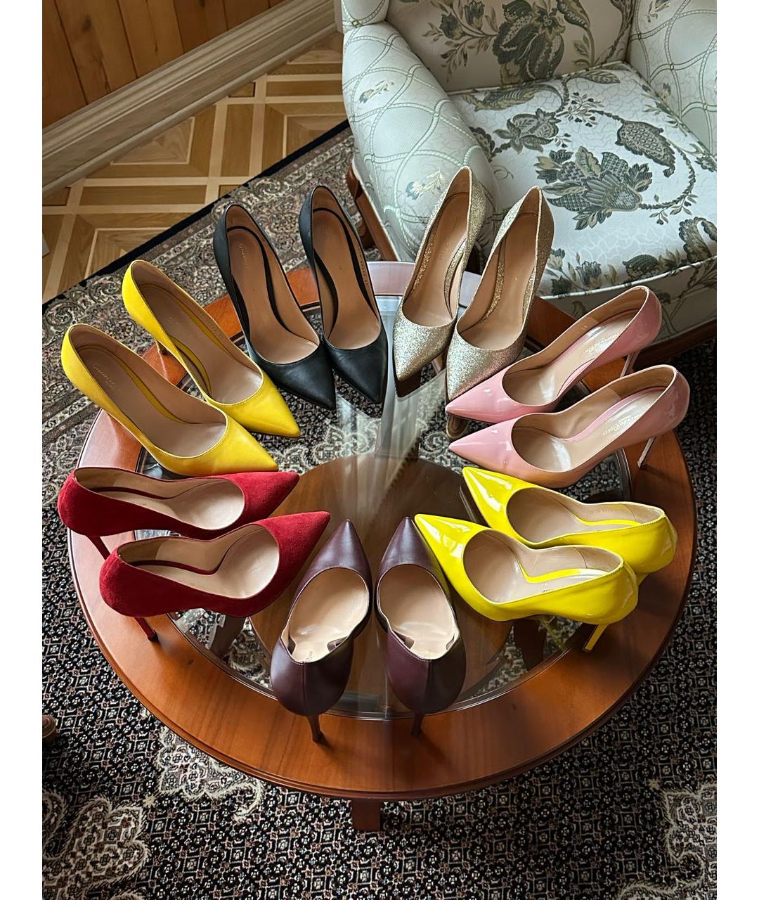 GIANVITO ROSSI Золотые кожаные туфли, фото 8