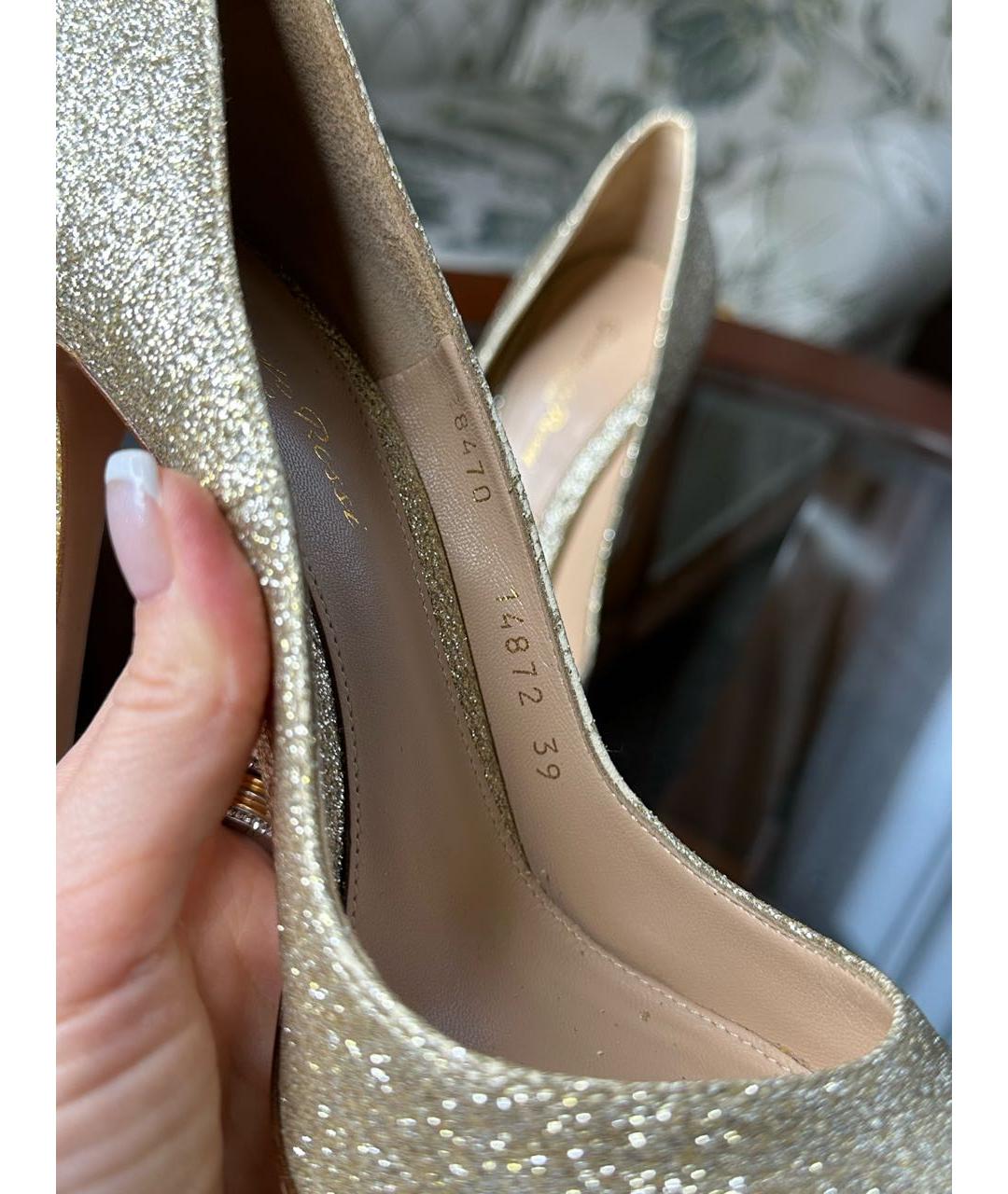 GIANVITO ROSSI Золотые кожаные туфли, фото 6