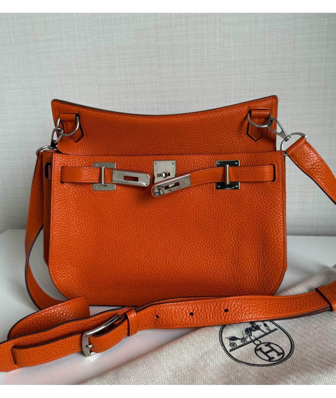 HERMES Оранжевая кожаная сумка через плечо, фото 2