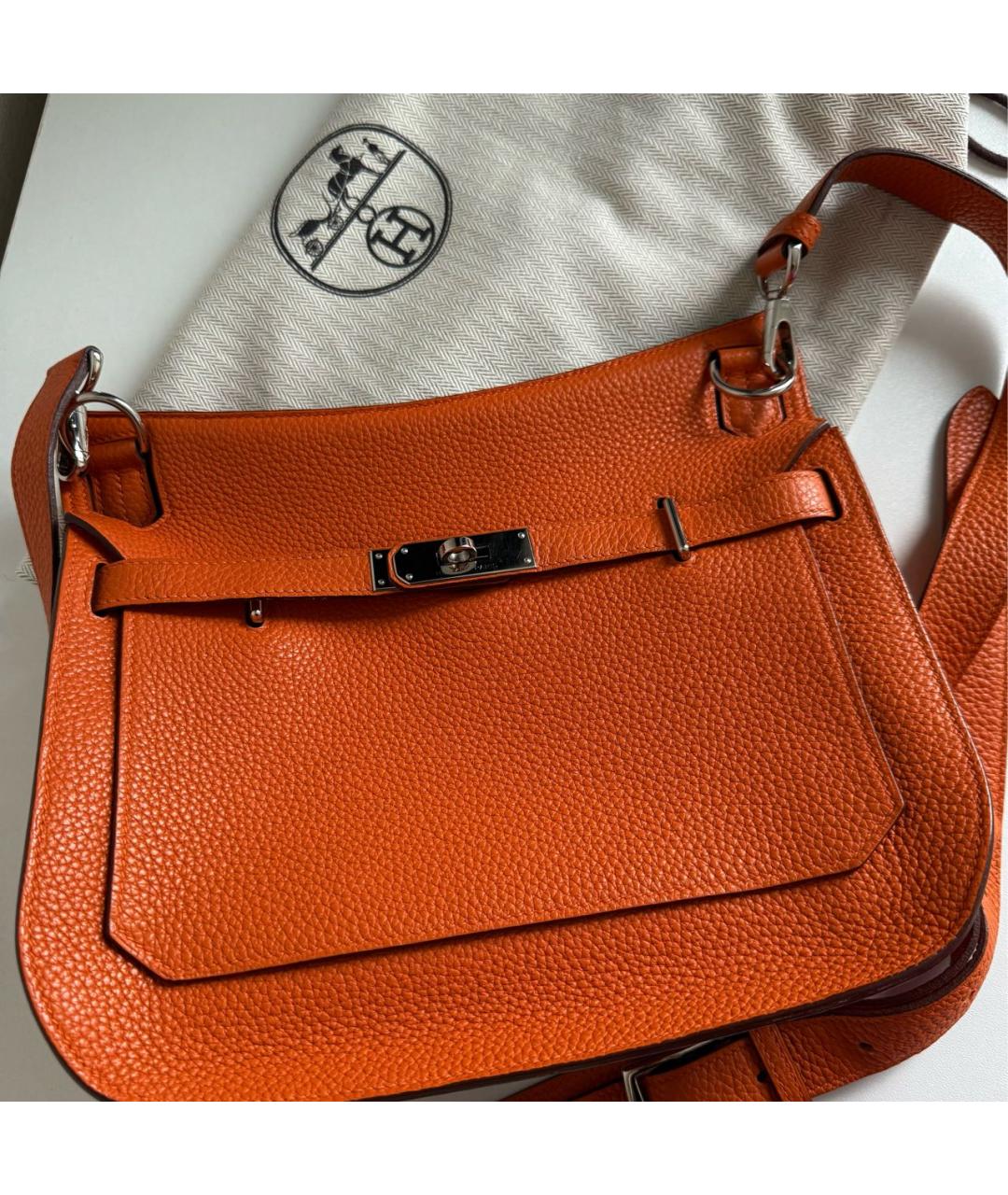 HERMES Оранжевая кожаная сумка через плечо, фото 4