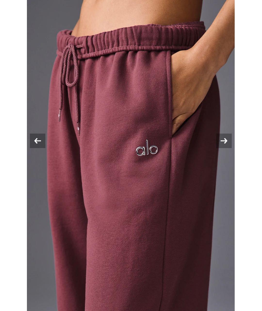 ALO YOGA Бордовые хлопковые спортивные брюки и шорты, фото 6