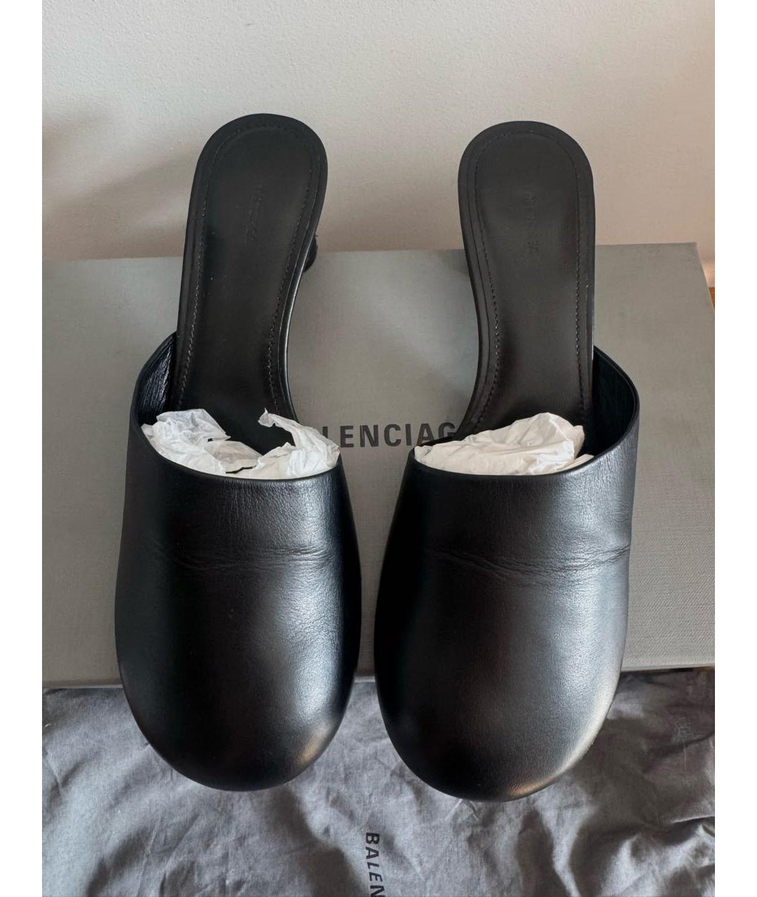 BALENCIAGA Черные кожаные мюли, фото 7