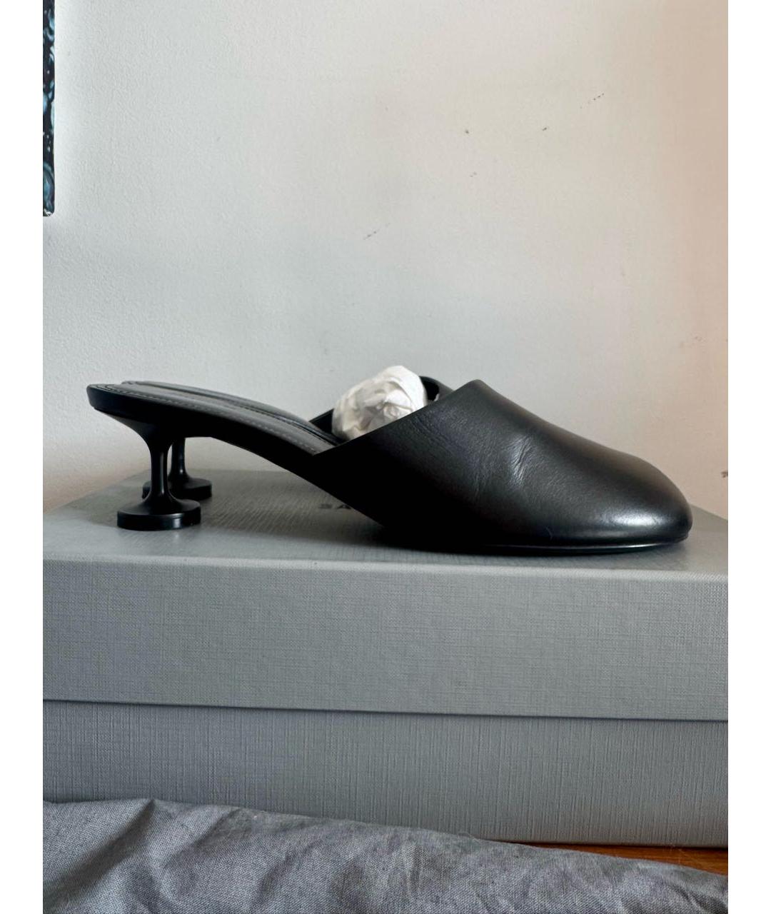 BALENCIAGA Черные кожаные мюли, фото 4
