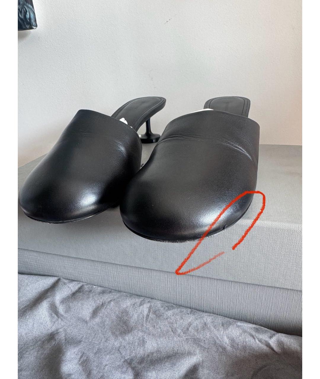 BALENCIAGA Черные кожаные мюли, фото 8