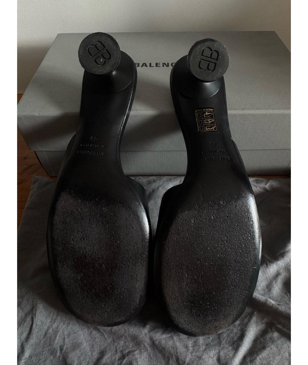 BALENCIAGA Черные кожаные мюли, фото 5