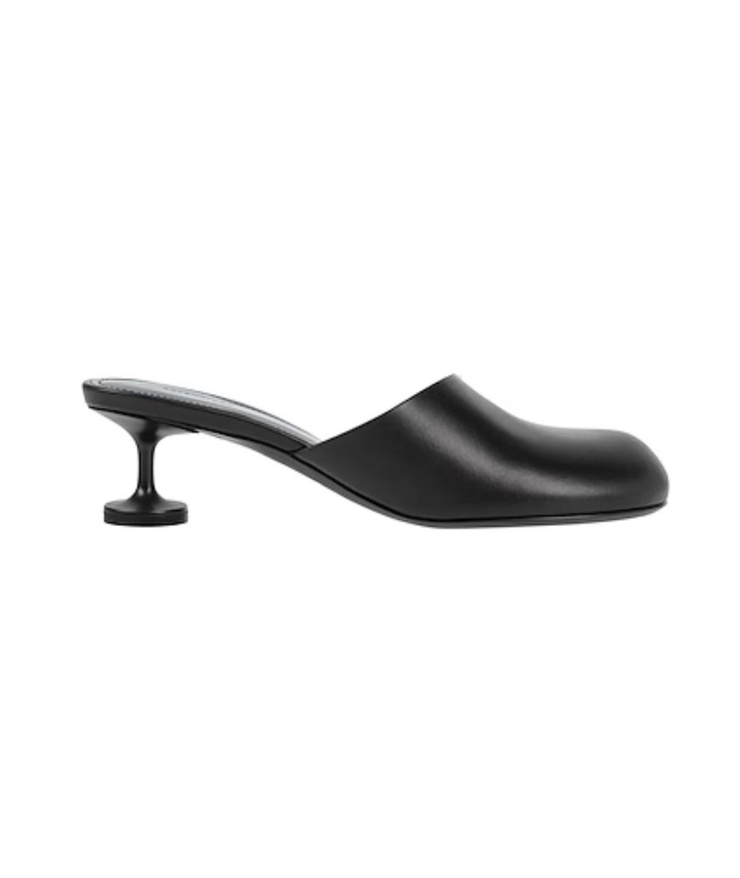 BALENCIAGA Черные кожаные мюли, фото 1