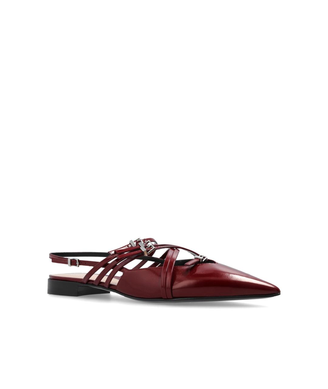 GUCCI Бордовые кожаные балетки, фото 3