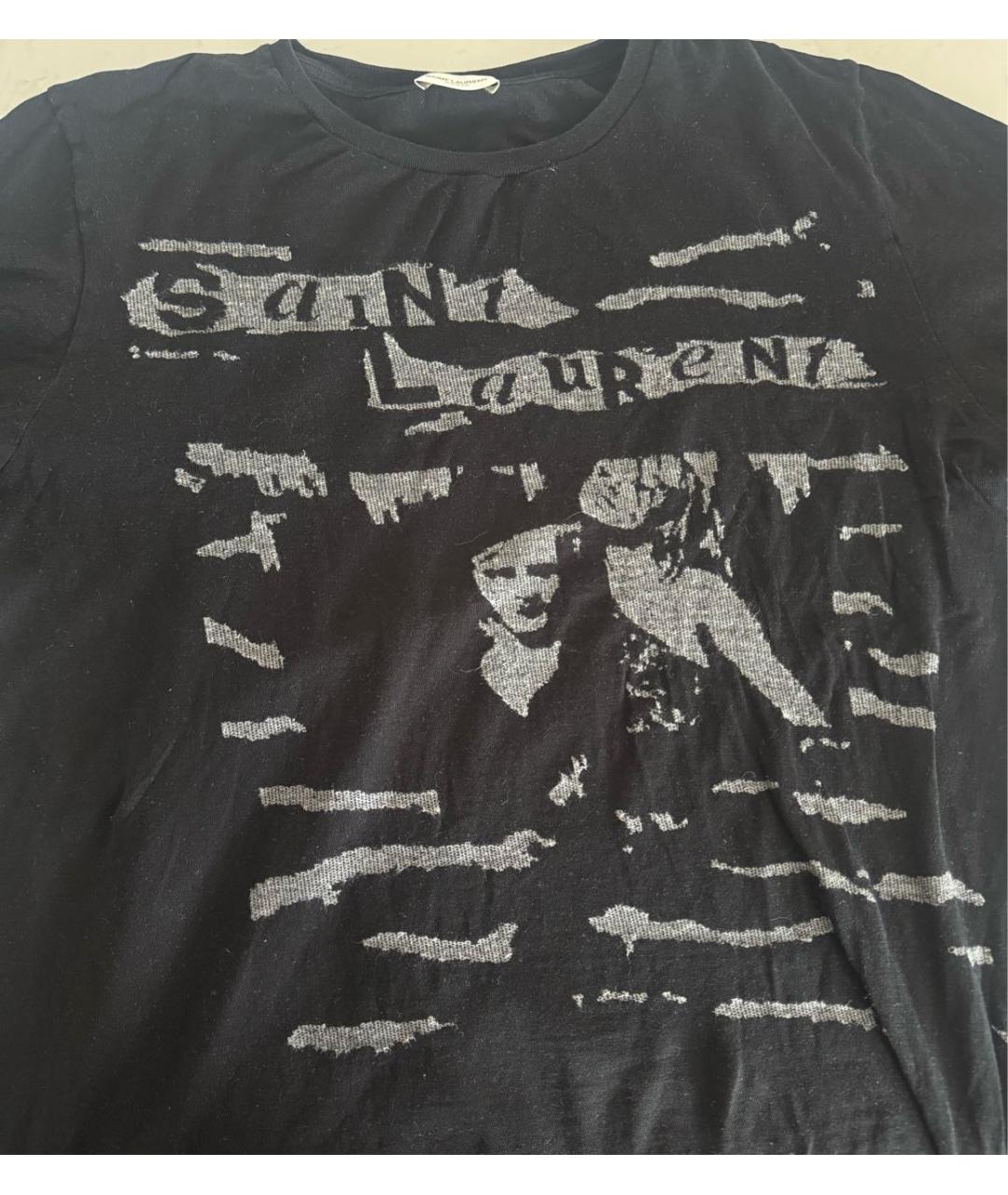 SAINT LAURENT Черная хлопковая футболка, фото 3