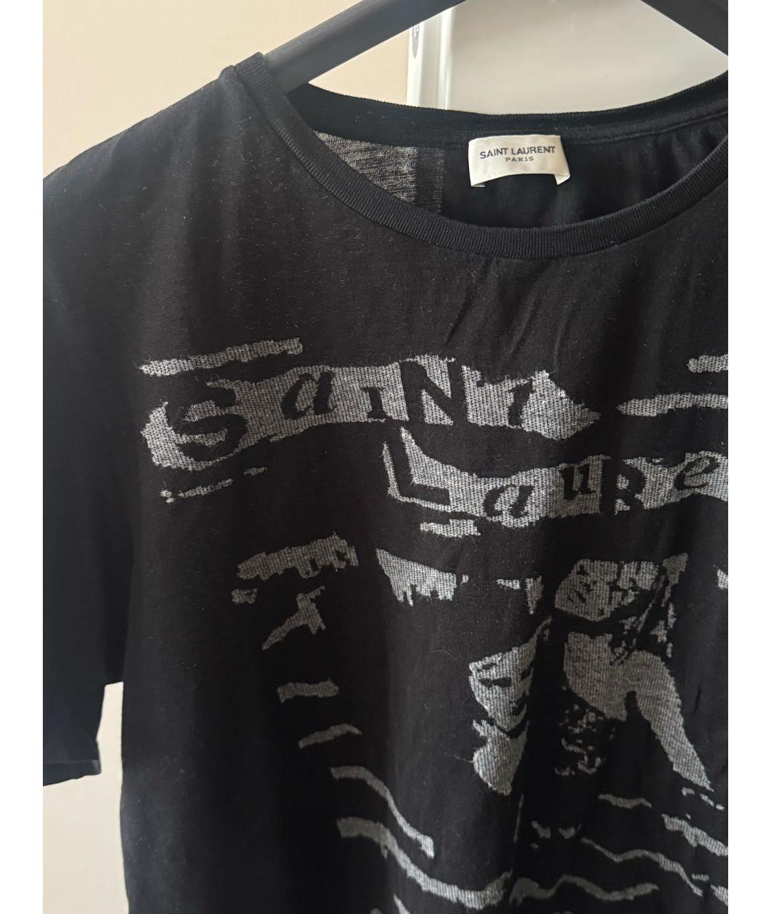 SAINT LAURENT Черная хлопковая футболка, фото 4