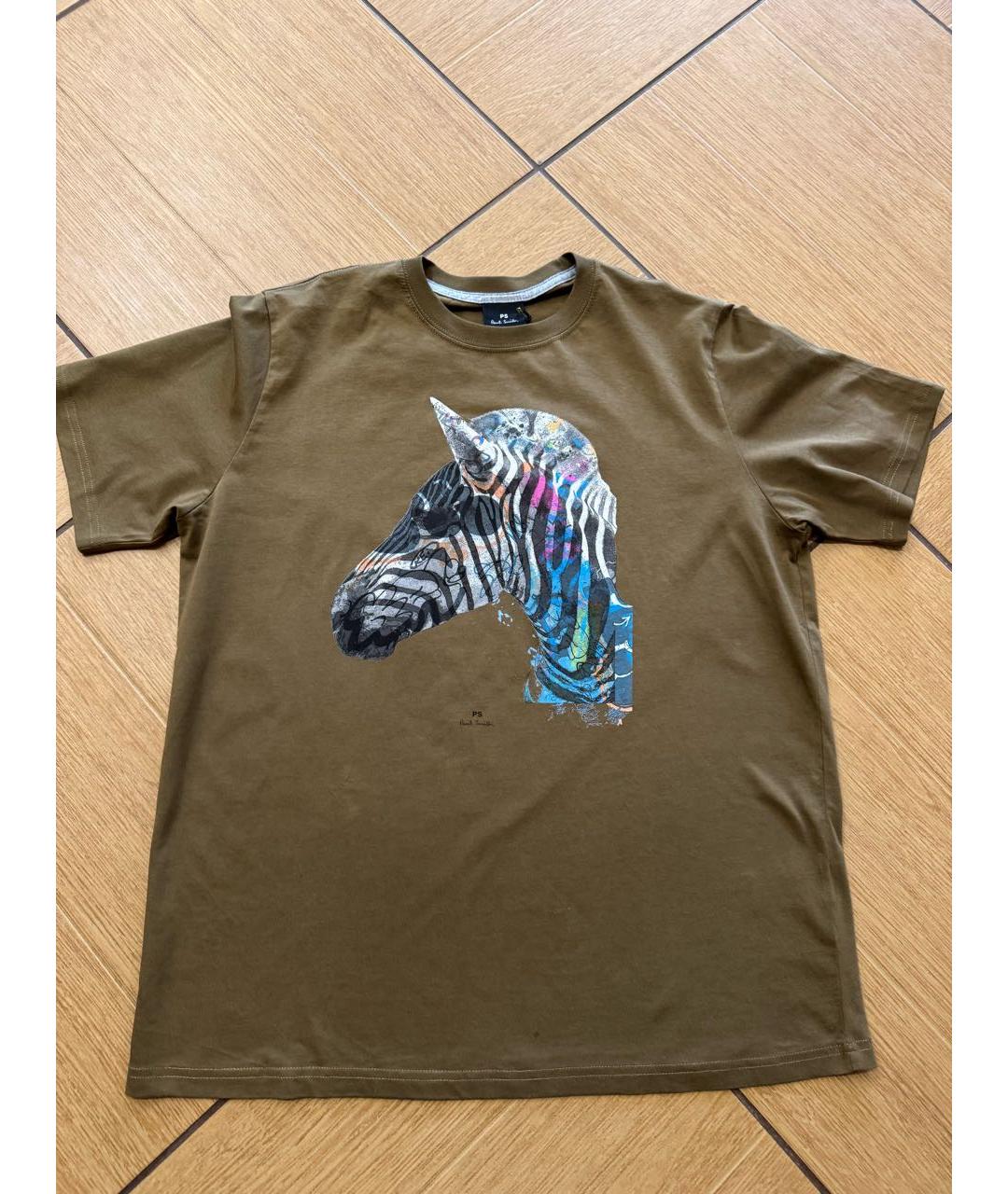 PAUL SMITH Хаки хлопковая футболка, фото 8