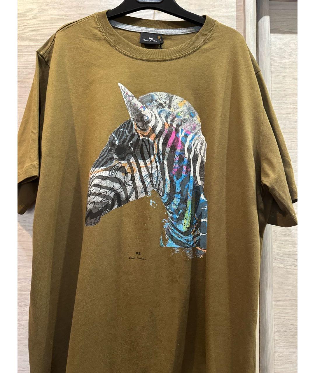 PAUL SMITH Хаки хлопковая футболка, фото 4