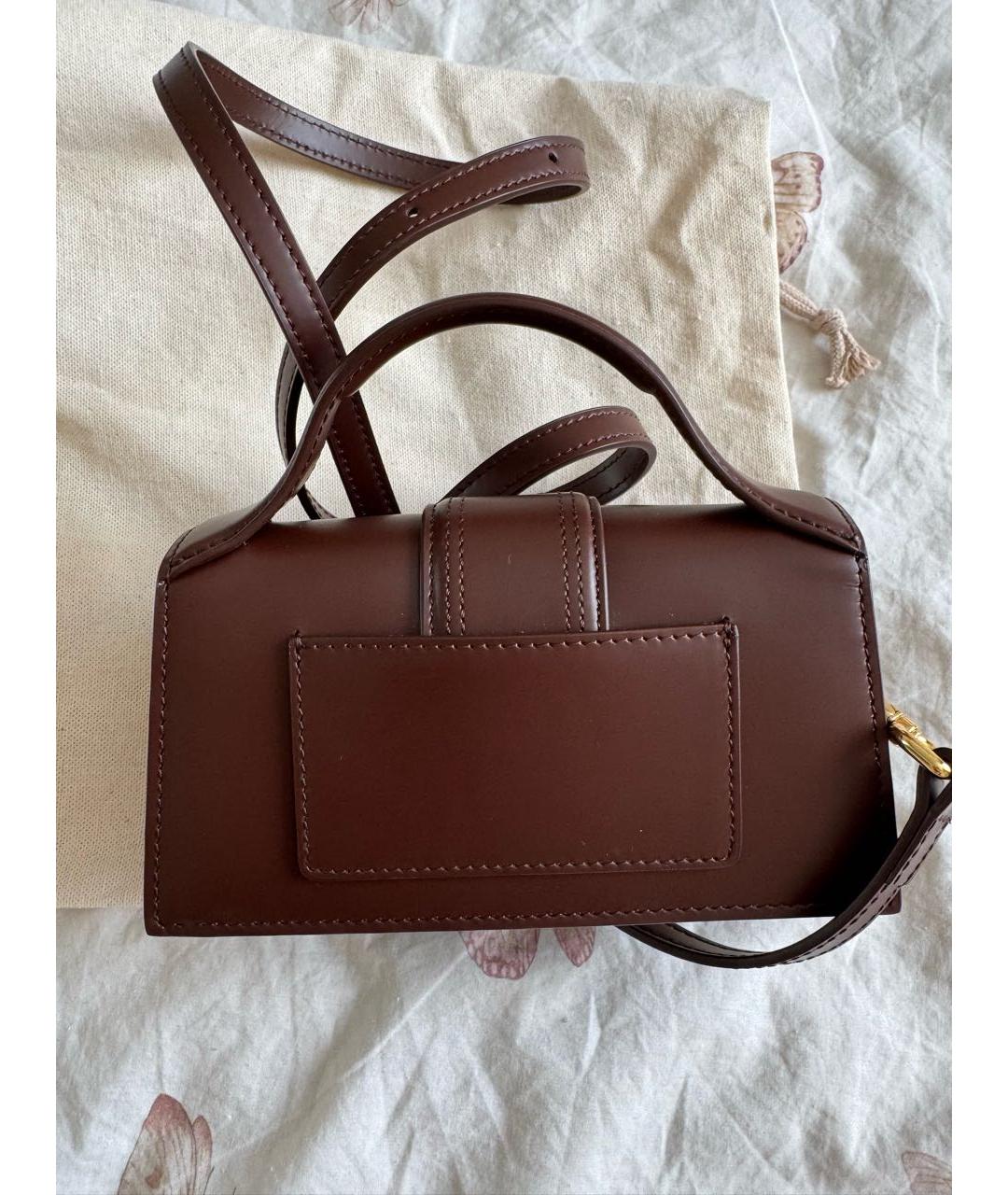JACQUEMUS Коричневая кожаная сумка с короткими ручками, фото 4