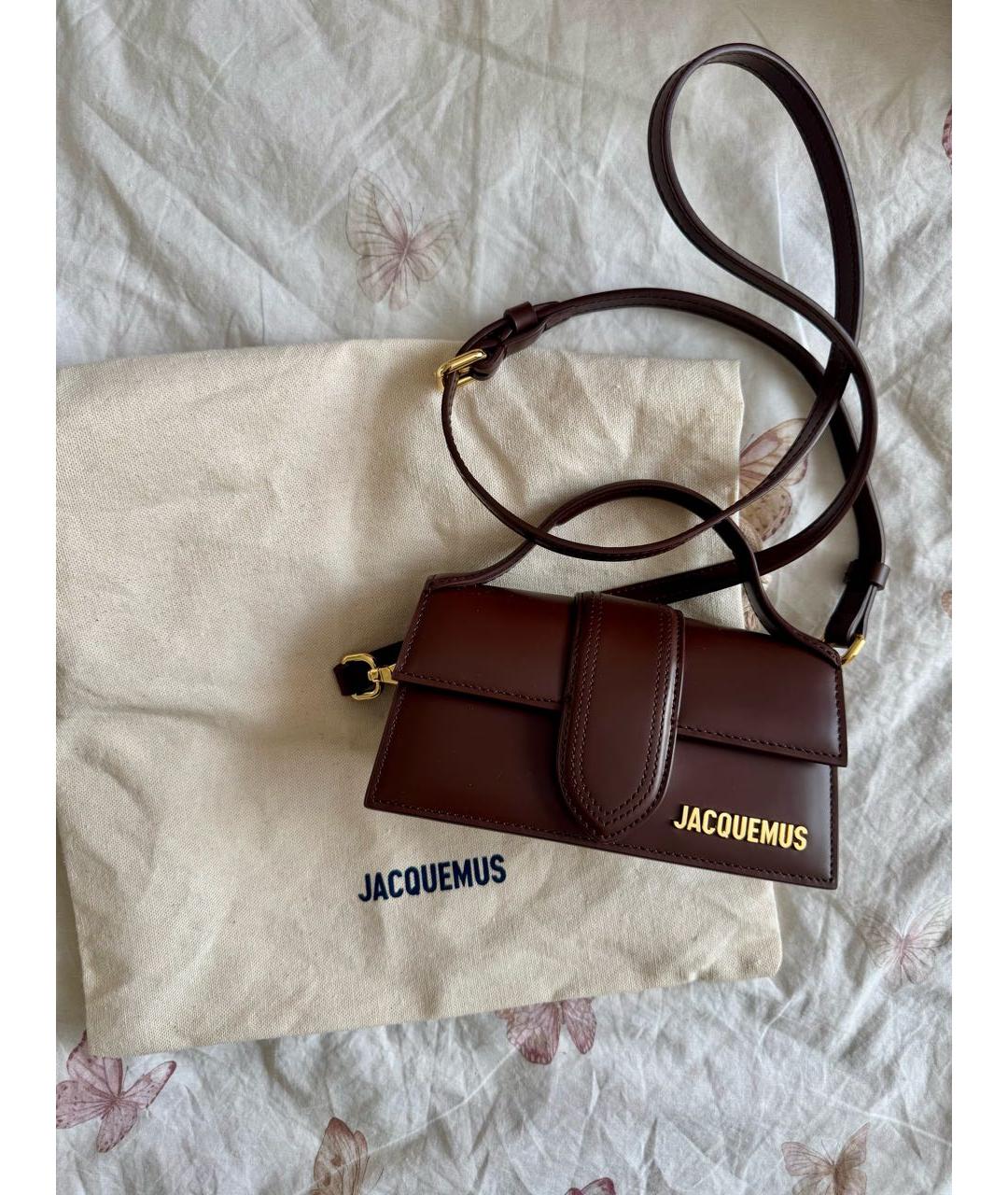 JACQUEMUS Коричневая кожаная сумка с короткими ручками, фото 6