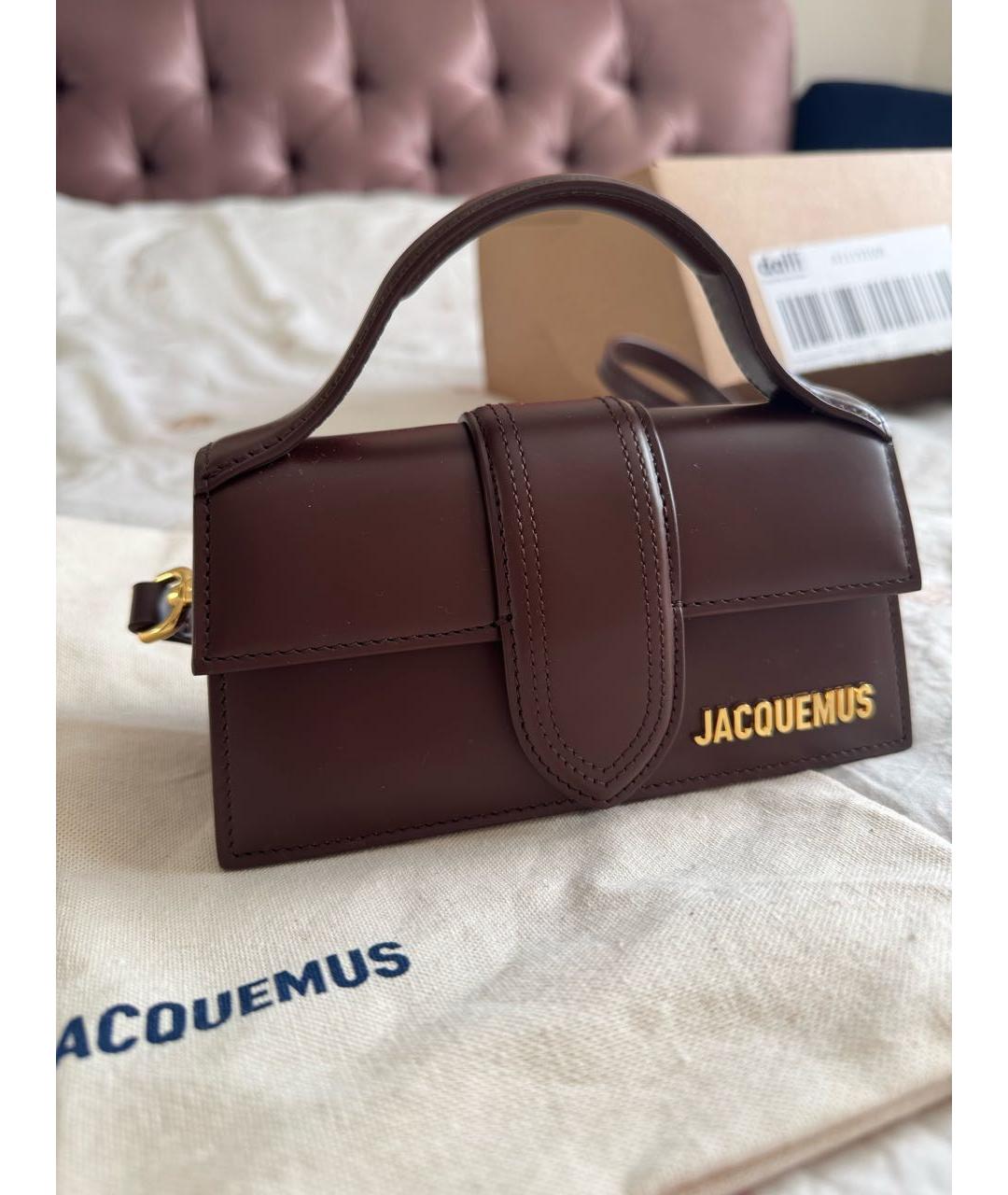 JACQUEMUS Коричневая кожаная сумка с короткими ручками, фото 2