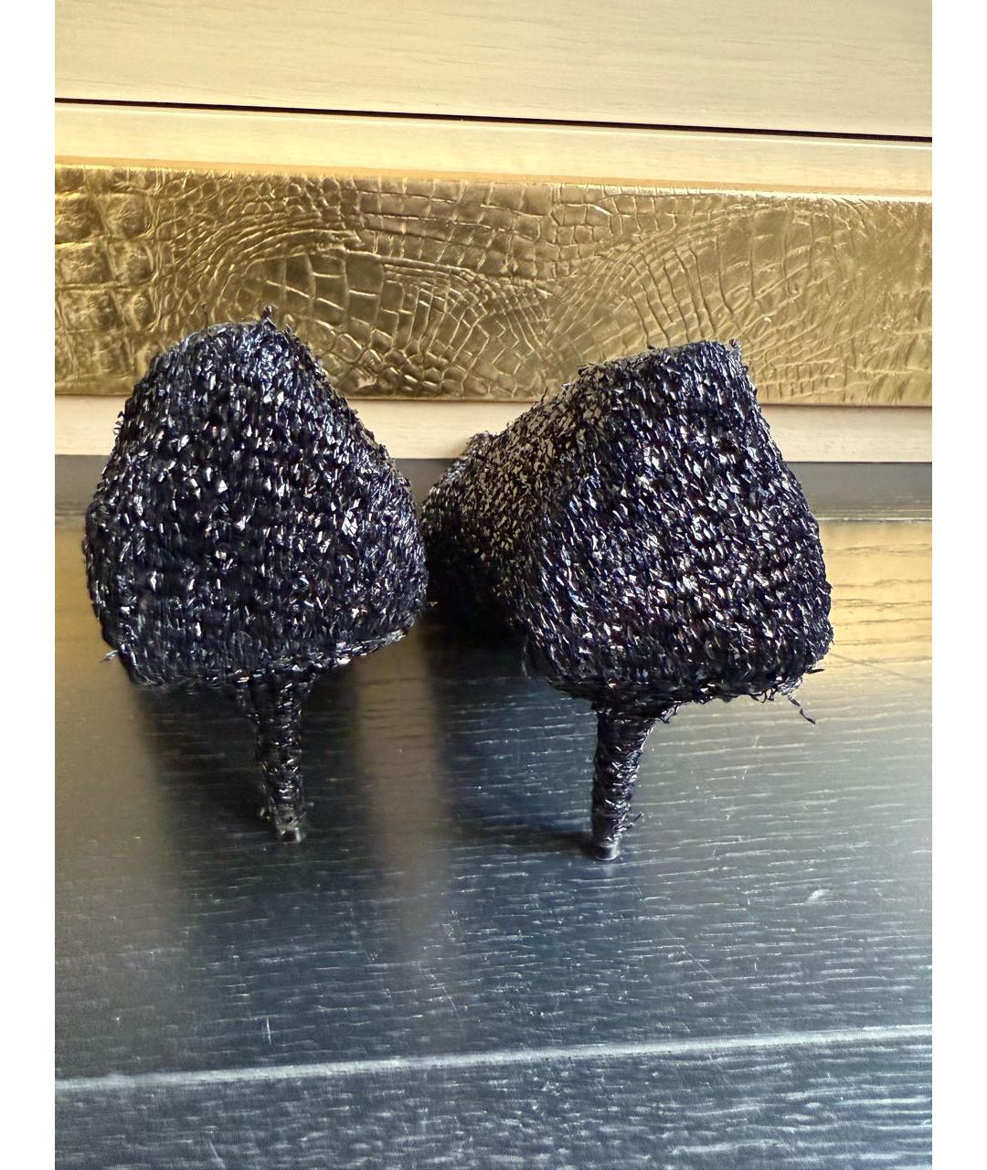 BALENCIAGA Черные текстильные лодочки на низком каблуке, фото 5