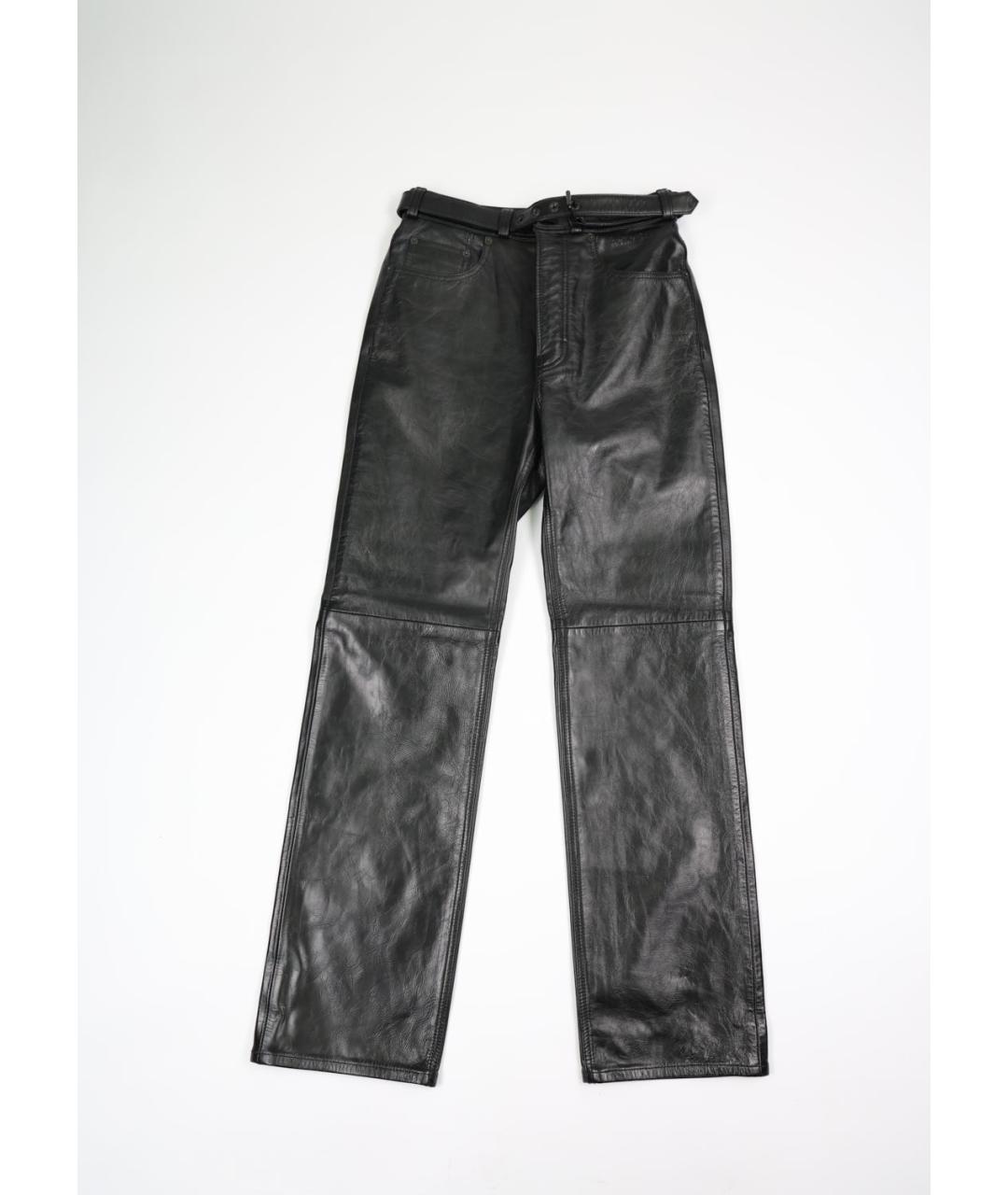 ACNE STUDIOS Черные кожаные брюки широкие, фото 5