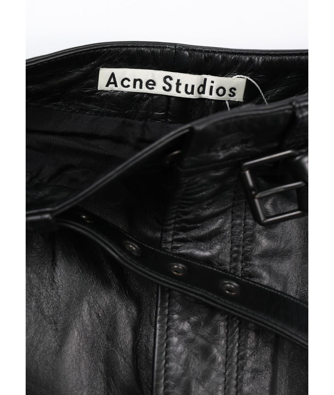 ACNE STUDIOS Черные кожаные брюки широкие, фото 3