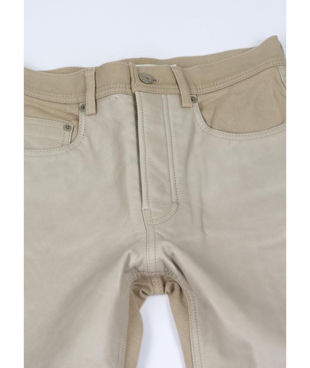 ACNE STUDIOS Бежевые кожаные брюки широкие, фото 4