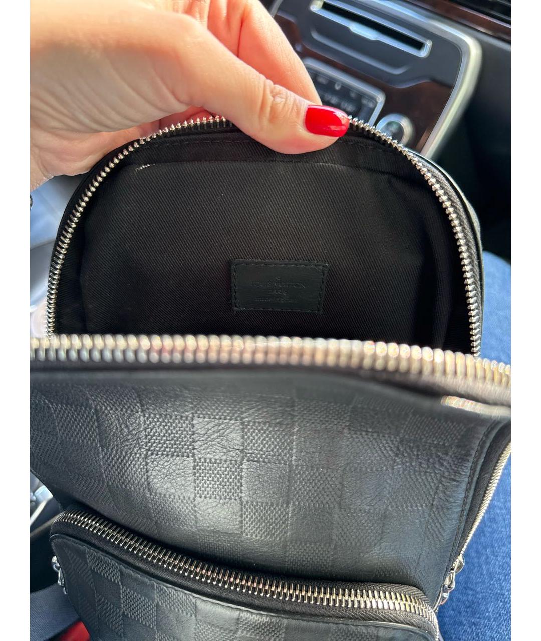 LOUIS VUITTON Черная кожаная сумка на плечо, фото 4