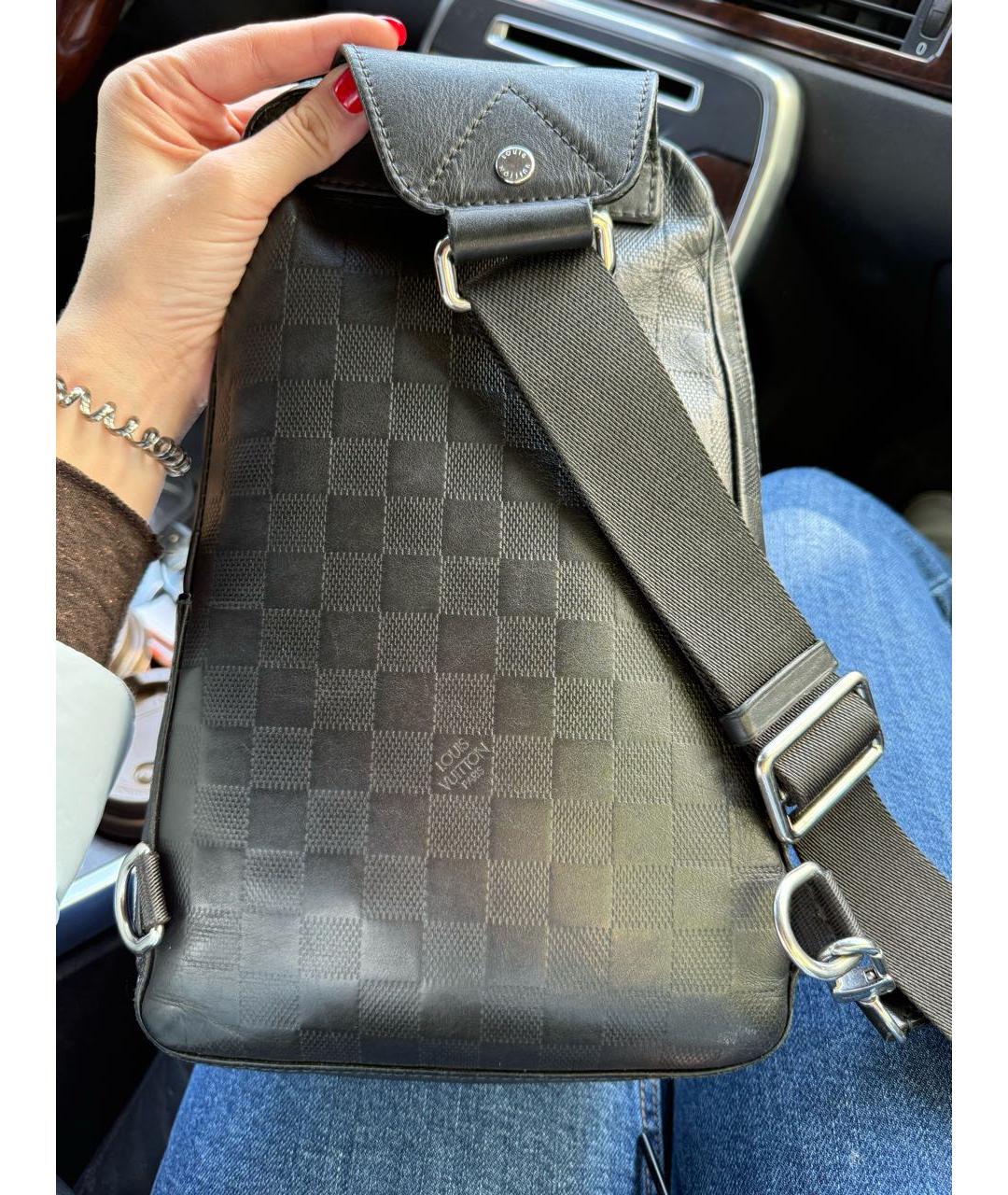 LOUIS VUITTON Черная кожаная сумка на плечо, фото 2