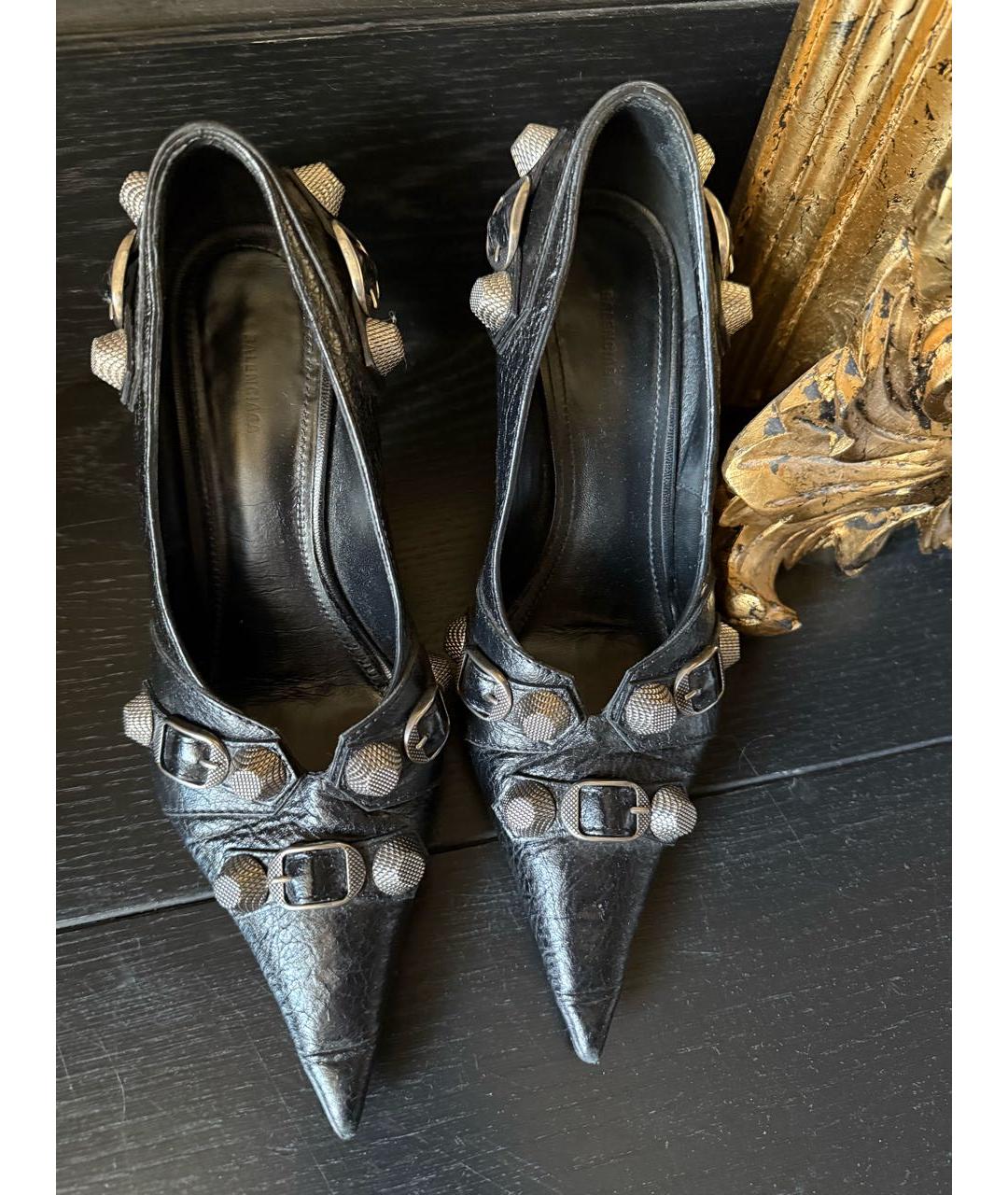 BALENCIAGA Черные кожаные туфли, фото 3