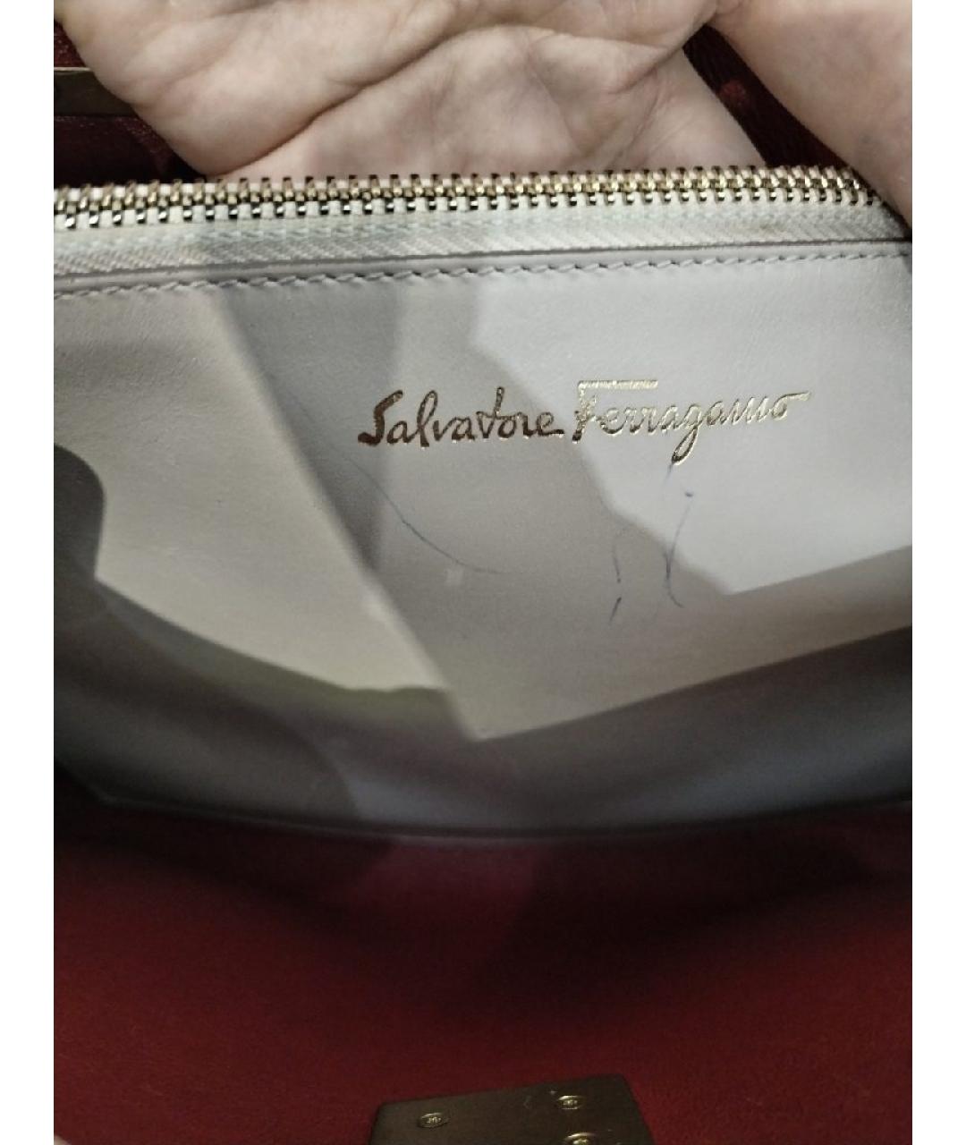 FERRAGAMO Бежевая кожаная сумка с короткими ручками, фото 5