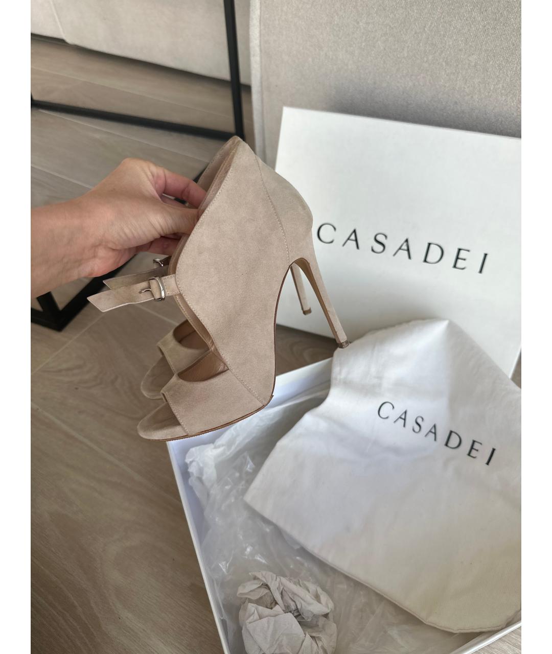 CASADEI Бежевые замшевые ботильоны, фото 8