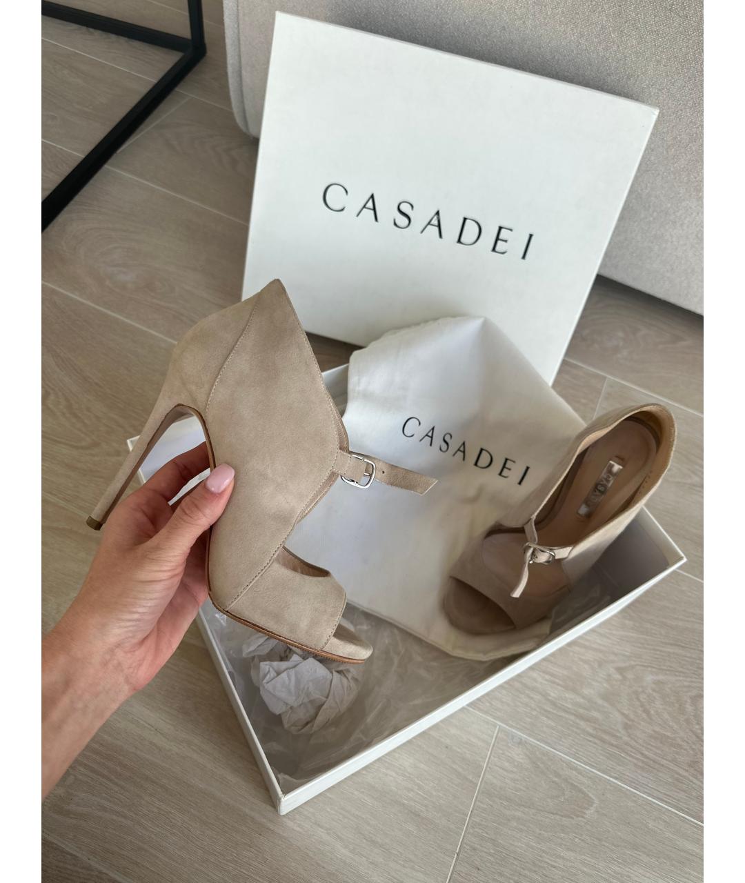 CASADEI Бежевые замшевые ботильоны, фото 6