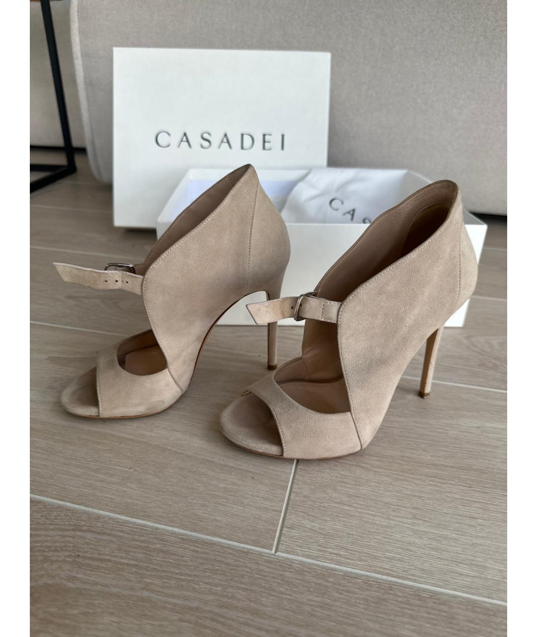 CASADEI Бежевые замшевые ботильоны, фото 7