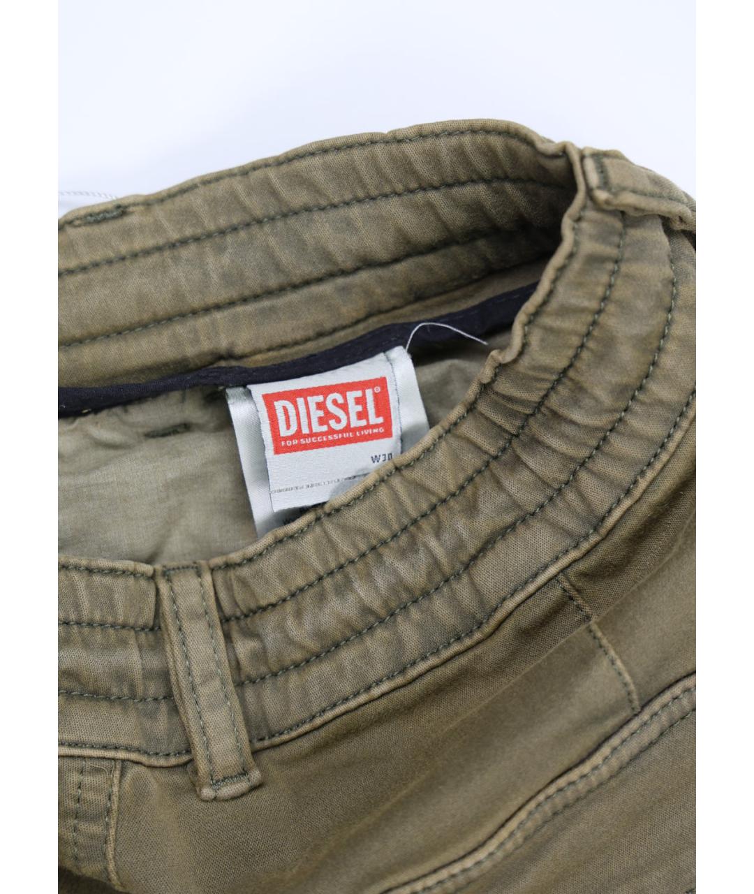 DIESEL Хаки хлопковые брюки широкие, фото 3