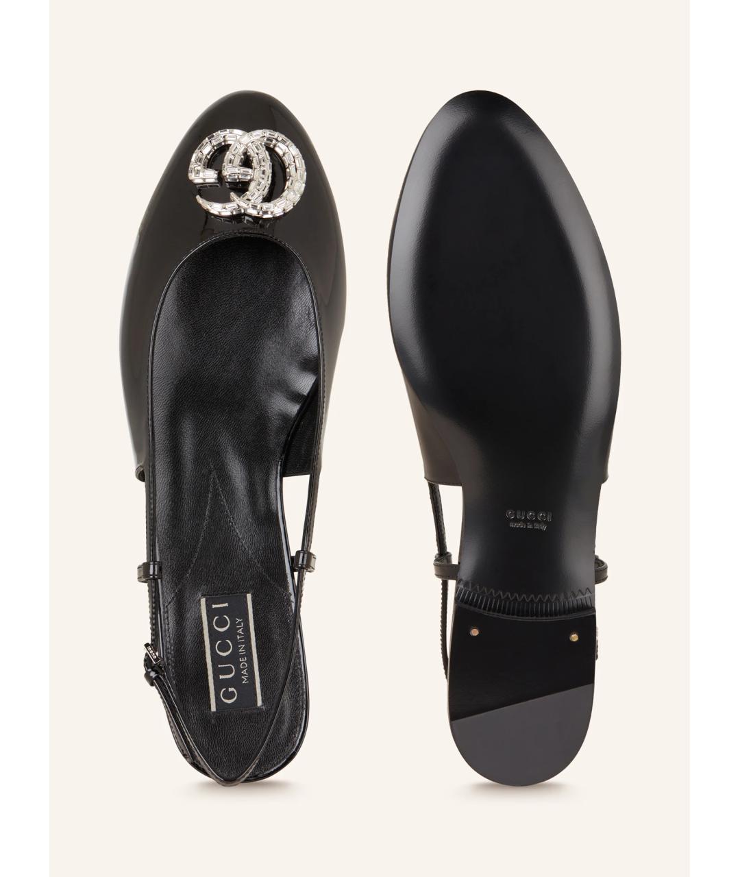 GUCCI Черные балетки из лакированной кожи, фото 6