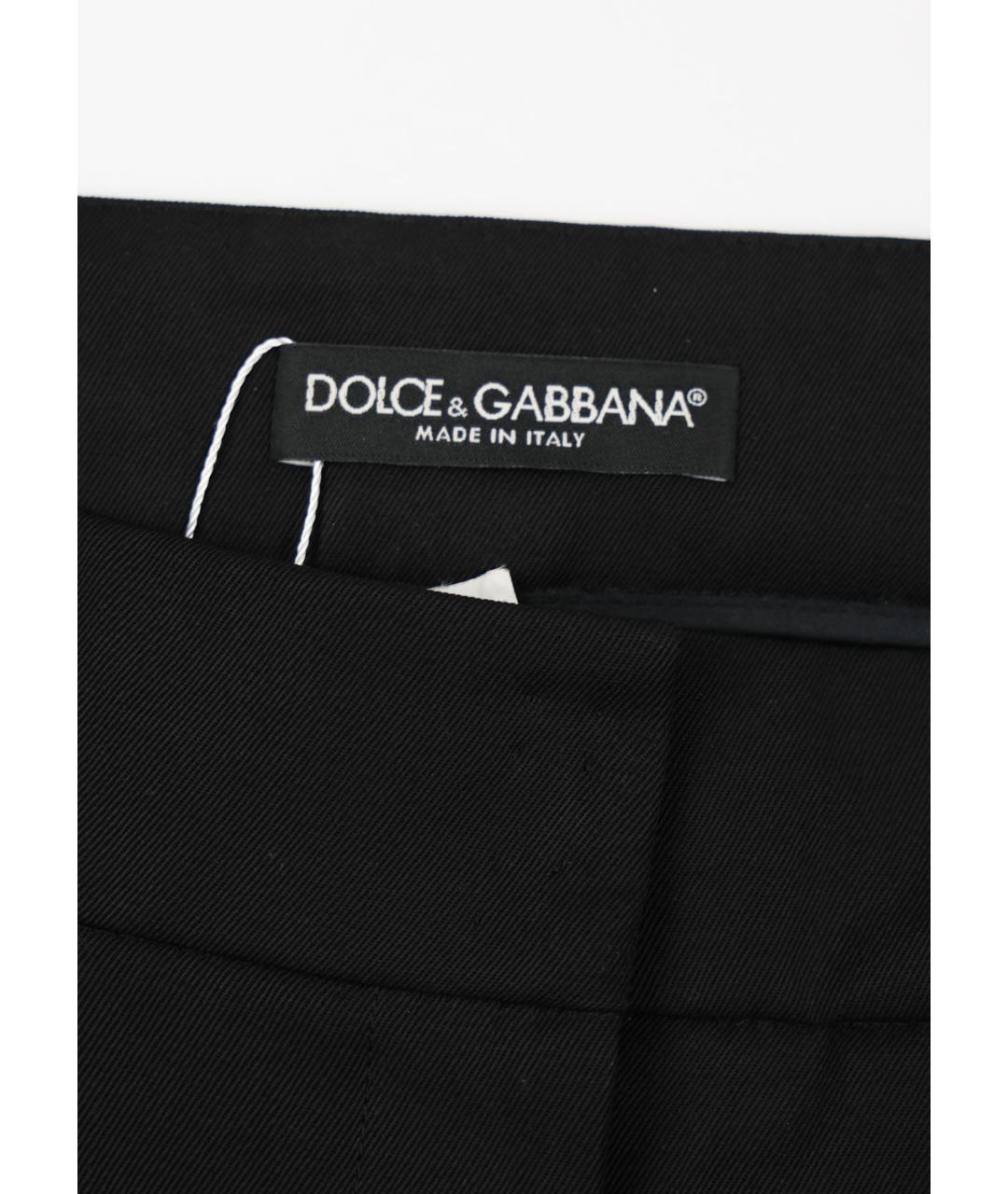 DOLCE&GABBANA Черные шерстяные прямые брюки, фото 3